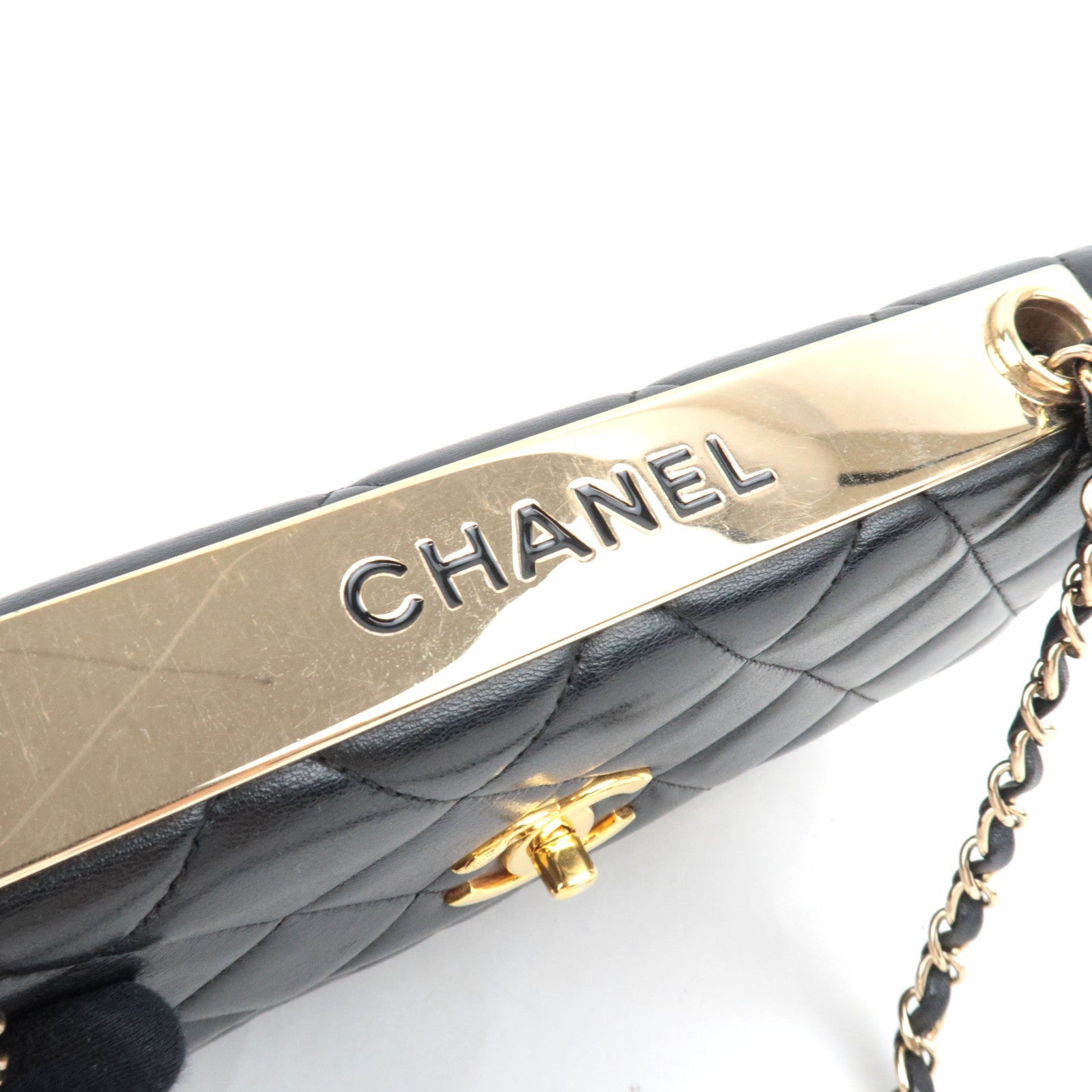 CHANEL Trendy CC Matelasse Chain Shoulder Bag Leather Black Gold HDW 24697567