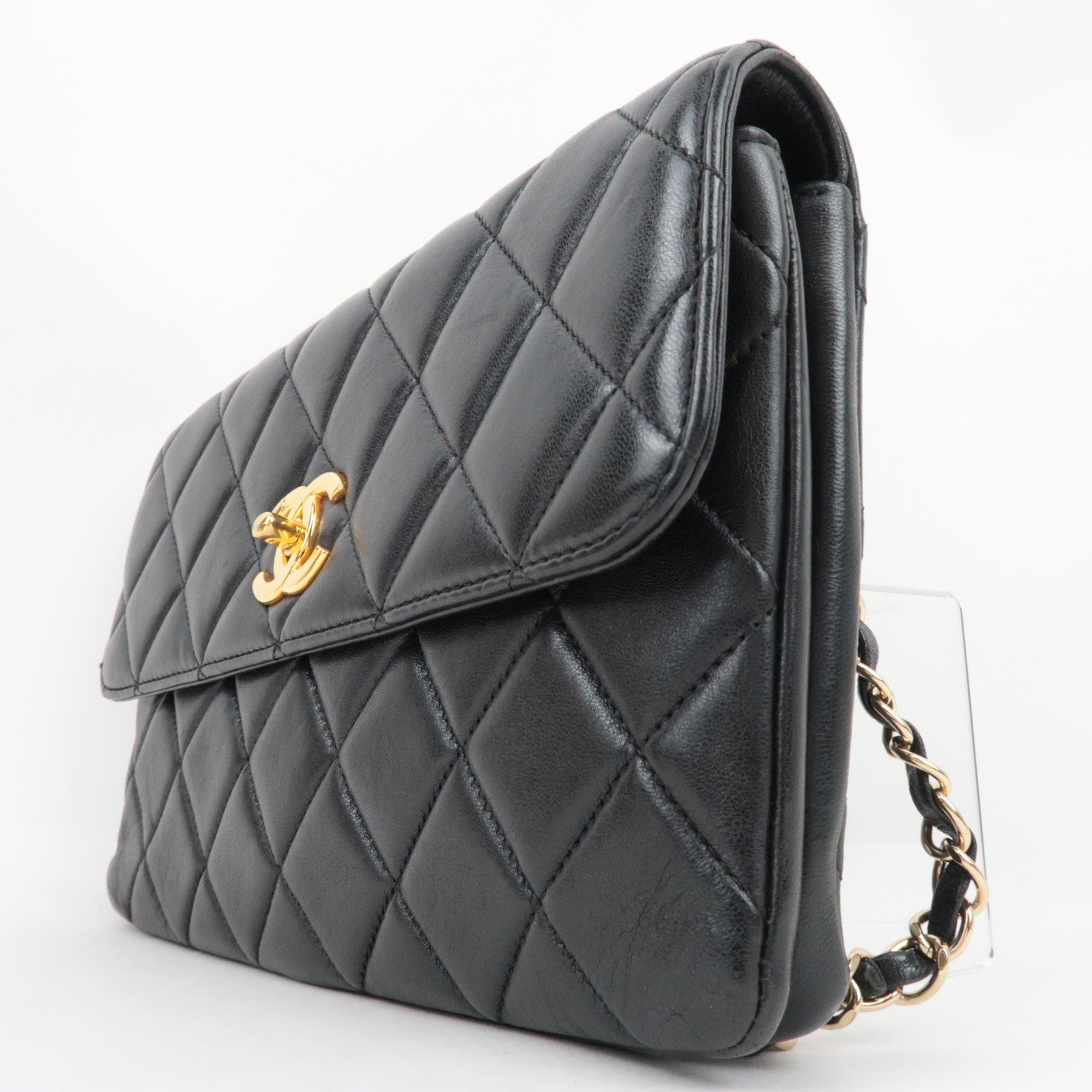 CHANEL Trendy CC Matelasse Chain Shoulder Bag Leather Black Gold HDW 24697567