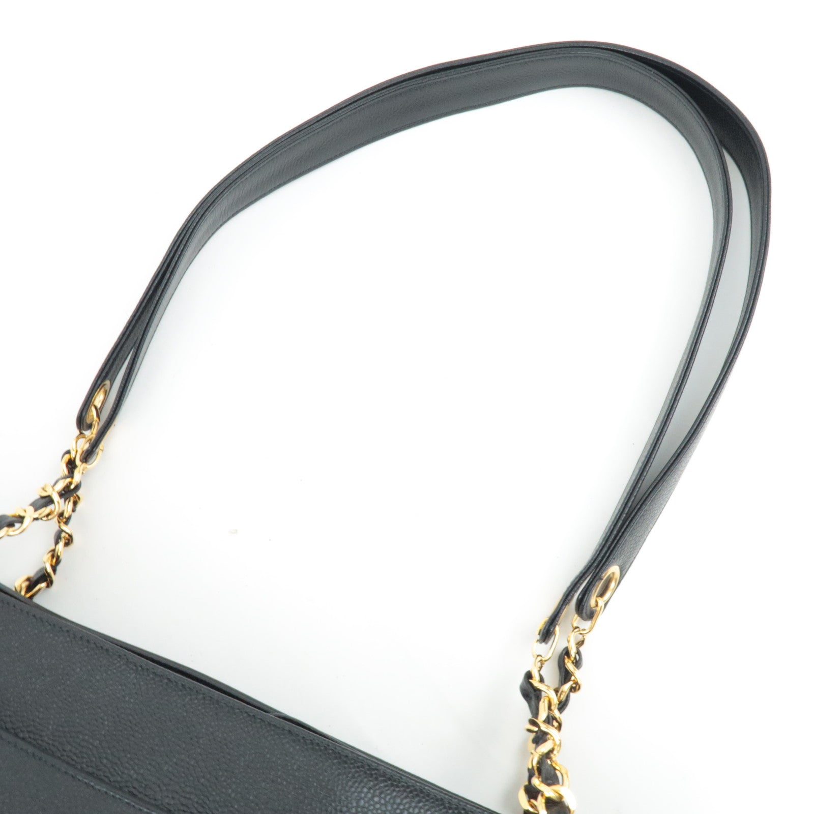 CHANEL Coco Mark Chain Tote Bag Caviar Skin Black Gold HDW 2307621 *Dust bag, G card, 3 Pouches