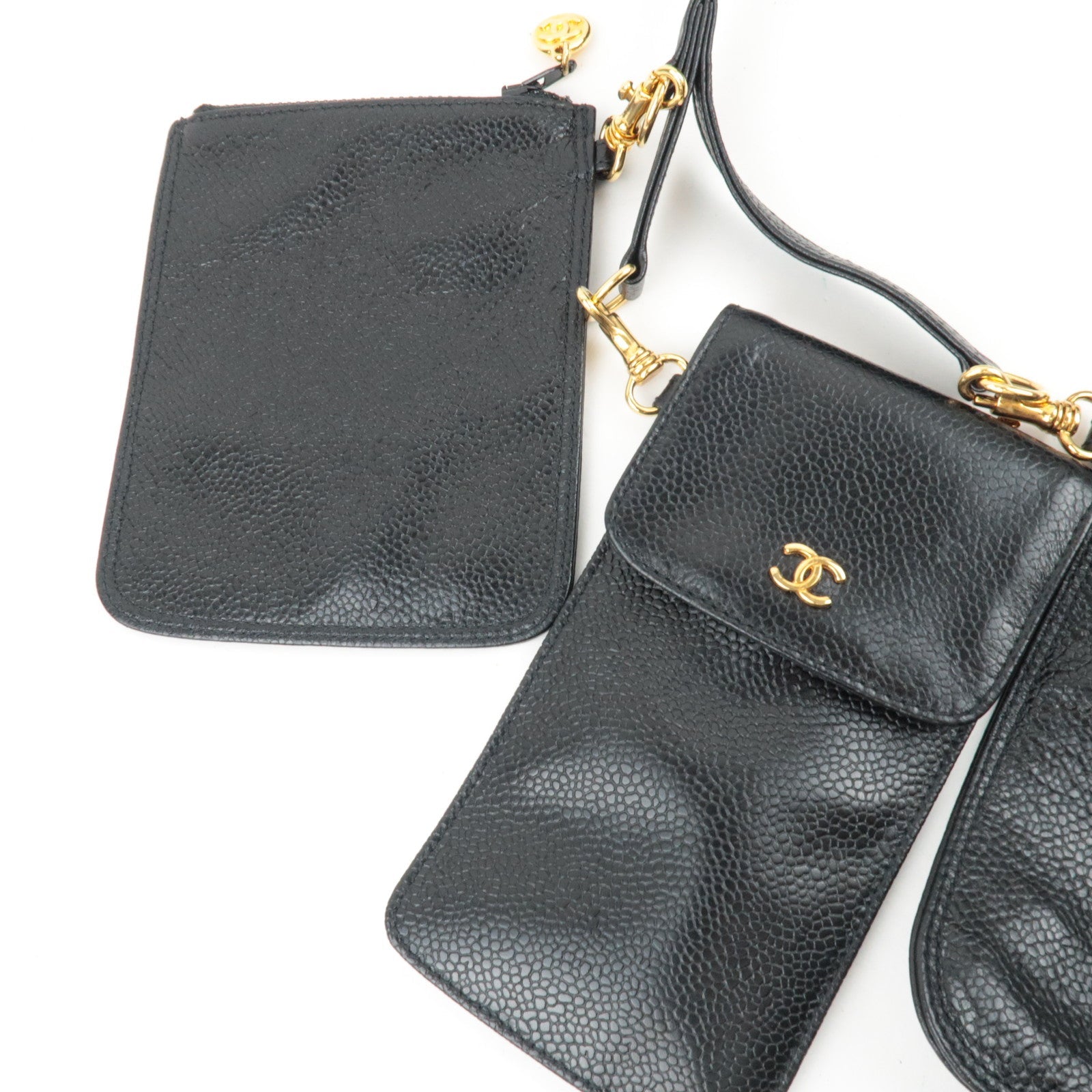 CHANEL Coco Mark Chain Tote Bag Caviar Skin Black Gold HDW 2307621 *Dust bag, G card, 3 Pouches