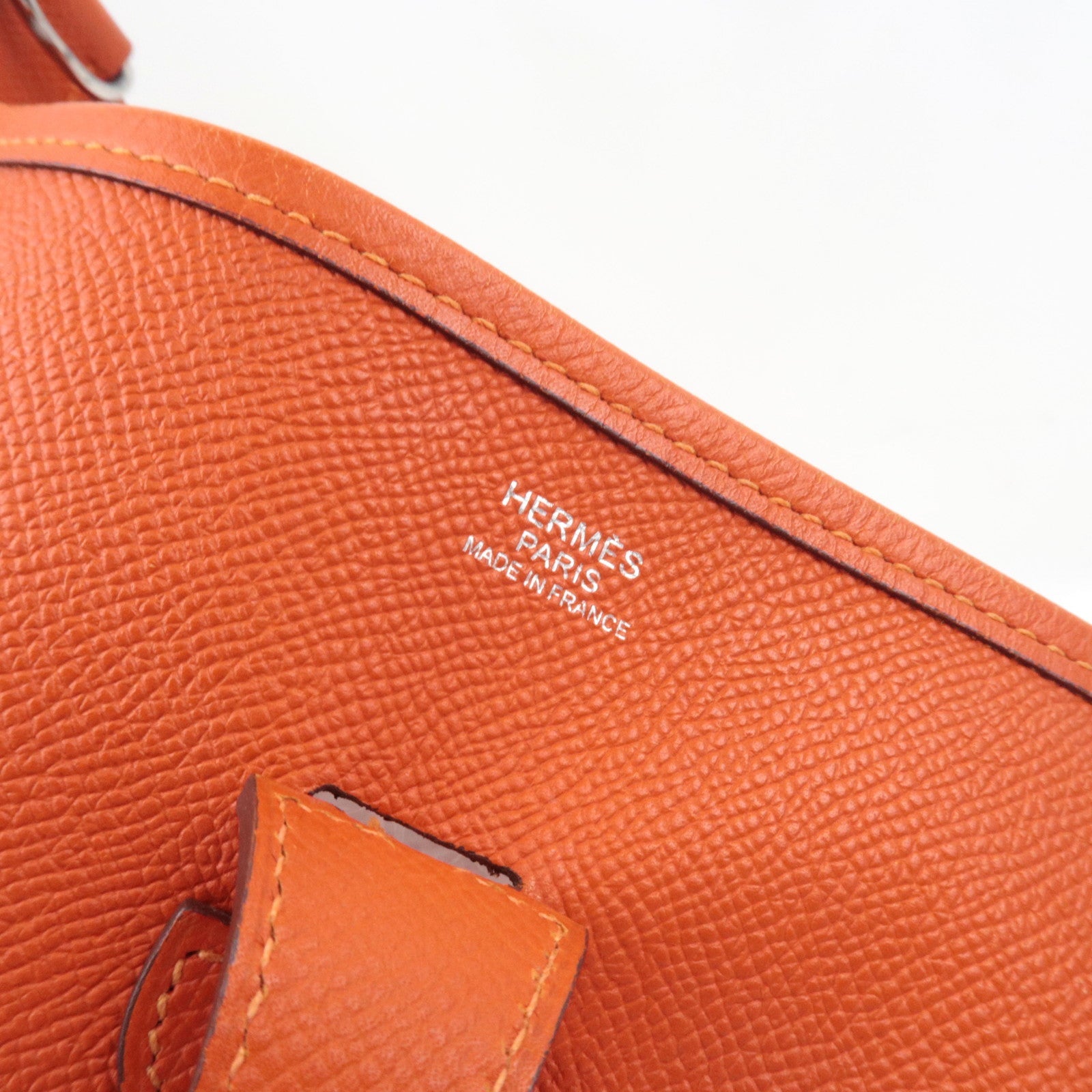 HERMES Evelyn 1 PM Shoulder Bag □O Stamp (2011) Veau Epsom Orange Silver HDW *Dust bag, Strap