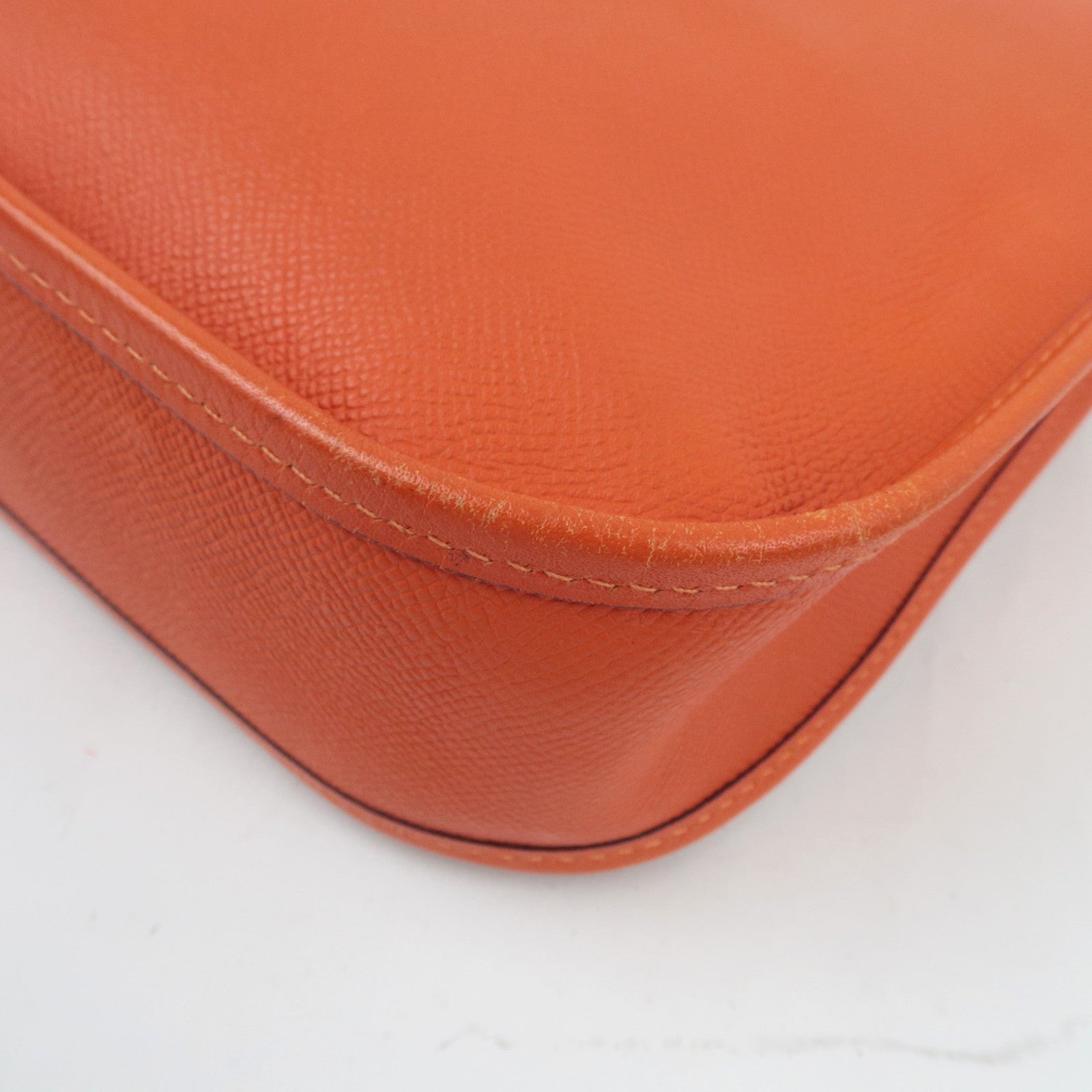 HERMES Evelyn 1 PM Shoulder Bag □O Stamp (2011) Veau Epsom Orange Silver HDW *Dust bag, Strap