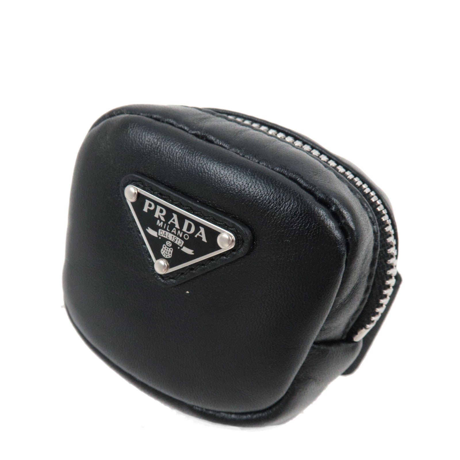 PRADA Mini Pouch Leather Black 1TT137 *Box, G card77702