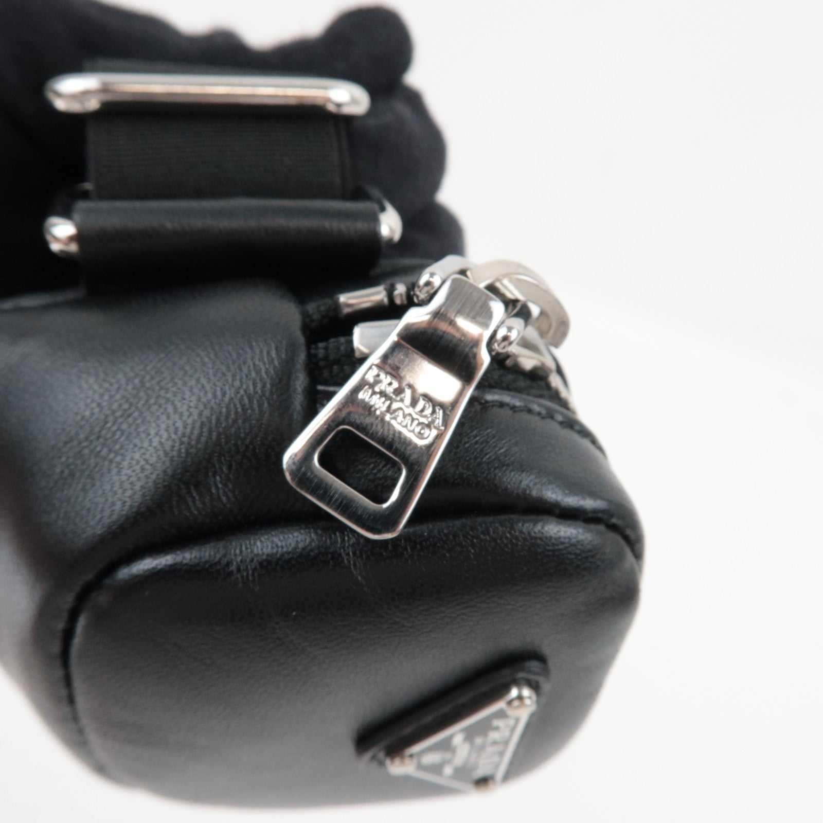 PRADA Mini Pouch Leather Black 1TT137 *Box, G card