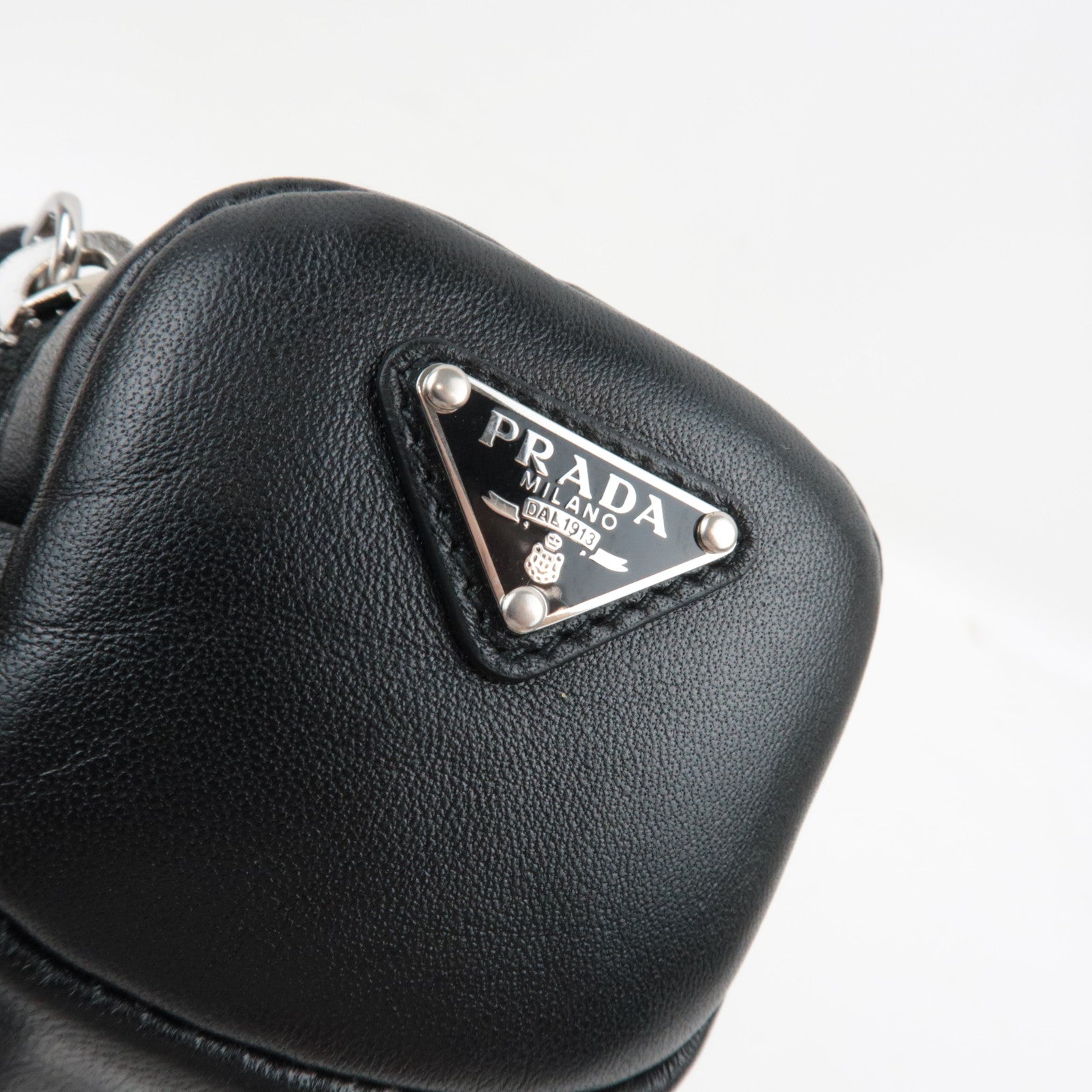 PRADA Mini Pouch Leather Black 1TT137 *Box, G card