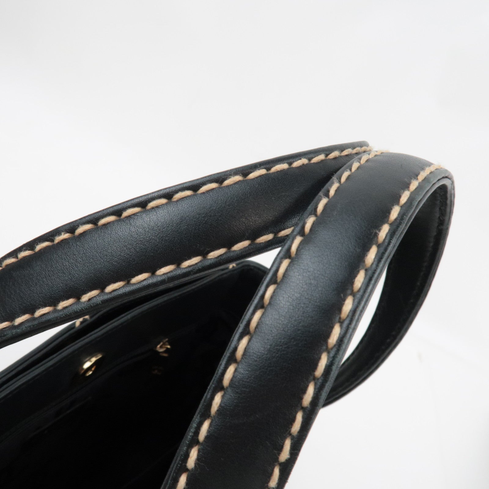 CHANEL Wild Stitch Tote Bag Leather Black Gold HDW A18126 7689339 *G card