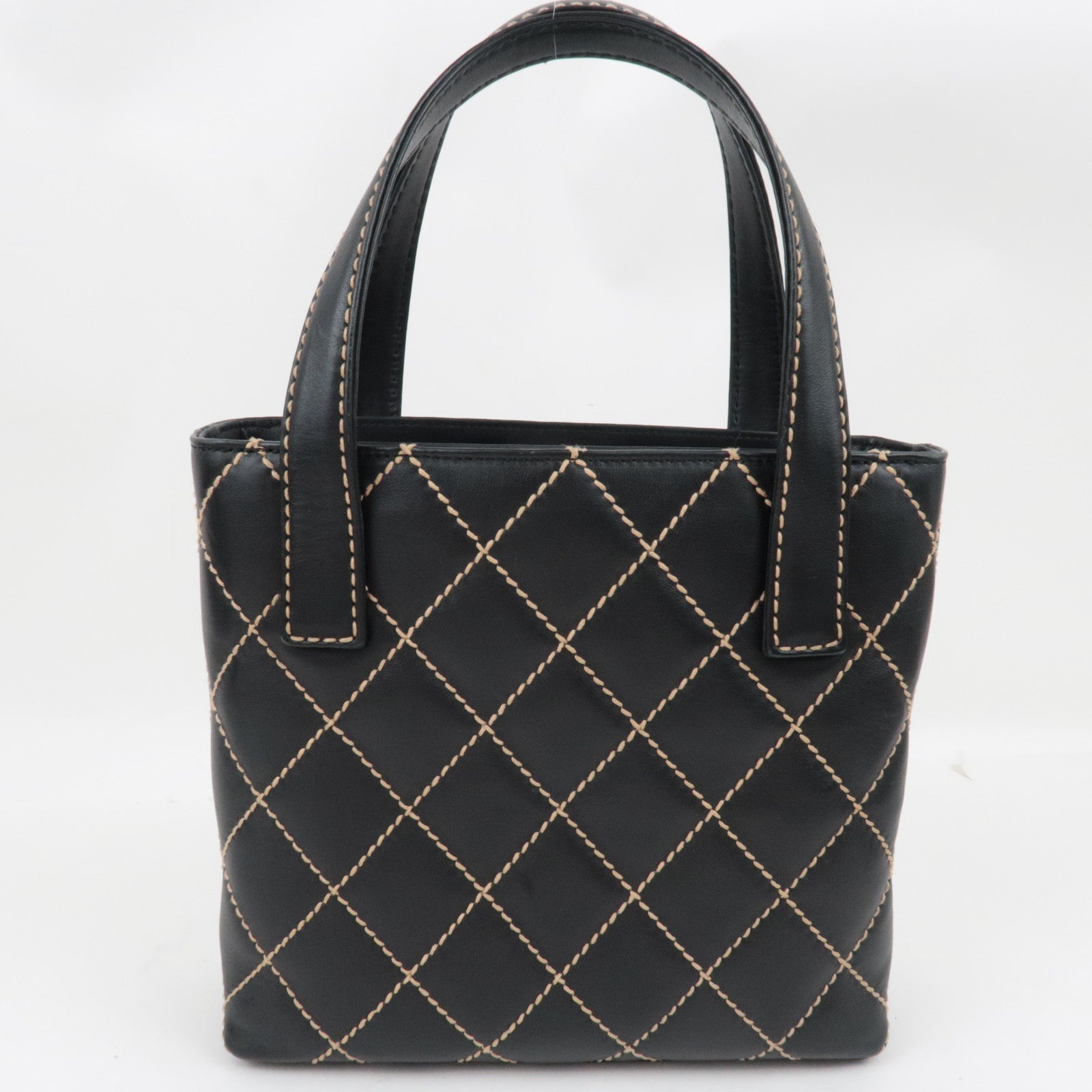 CHANEL Wild Stitch Tote Bag Leather Black Gold HDW A18126 7689339 *G card