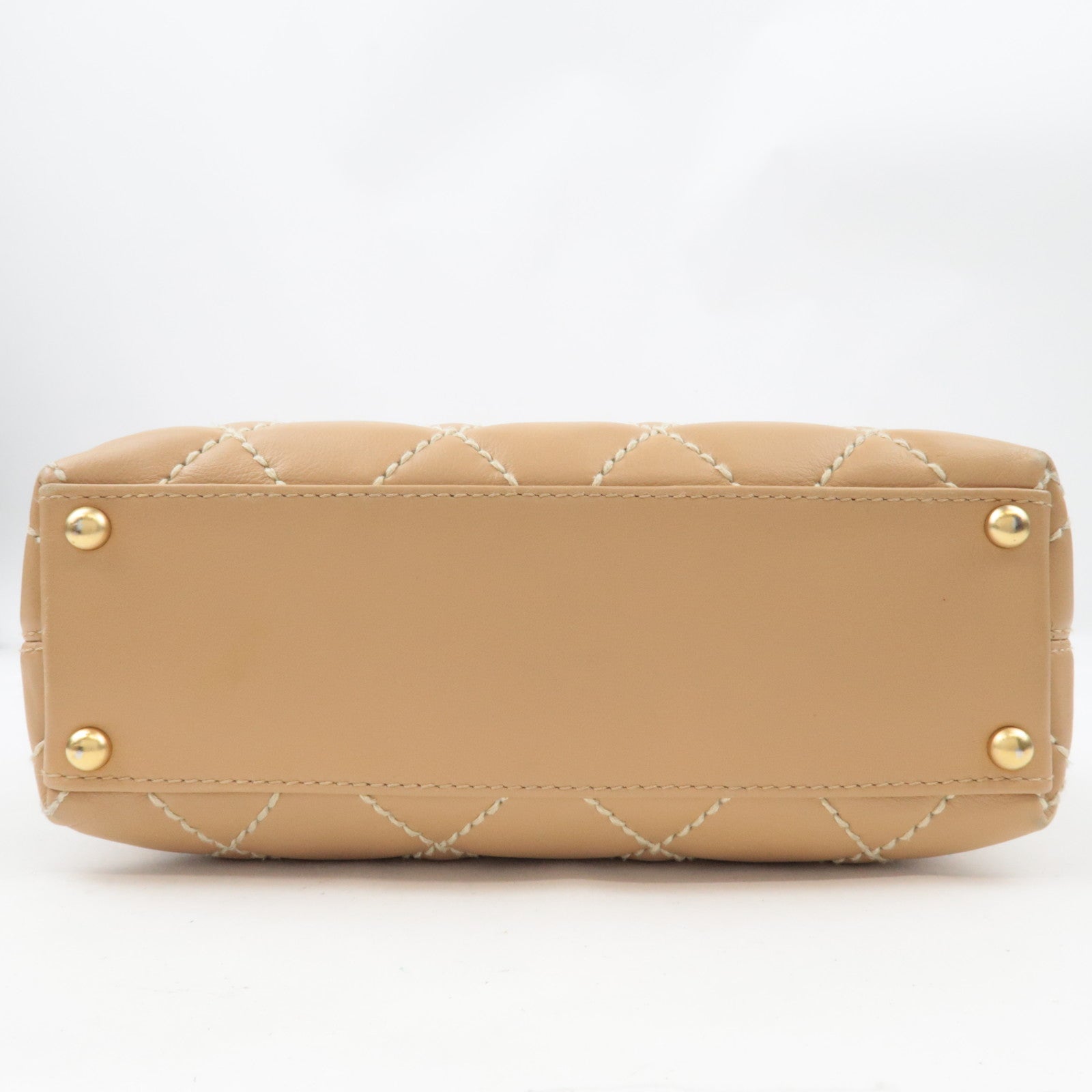 CHANEL Wild Stitch Tote Bag Leather Beige Gold HDW A18126 7984282