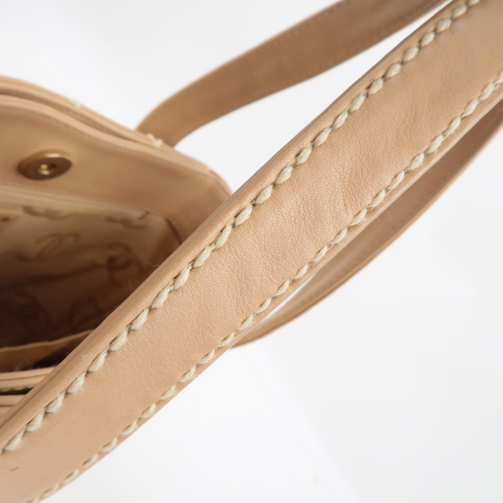 CHANEL Wild Stitch Tote Bag Leather Beige Gold HDW A18126 7984282