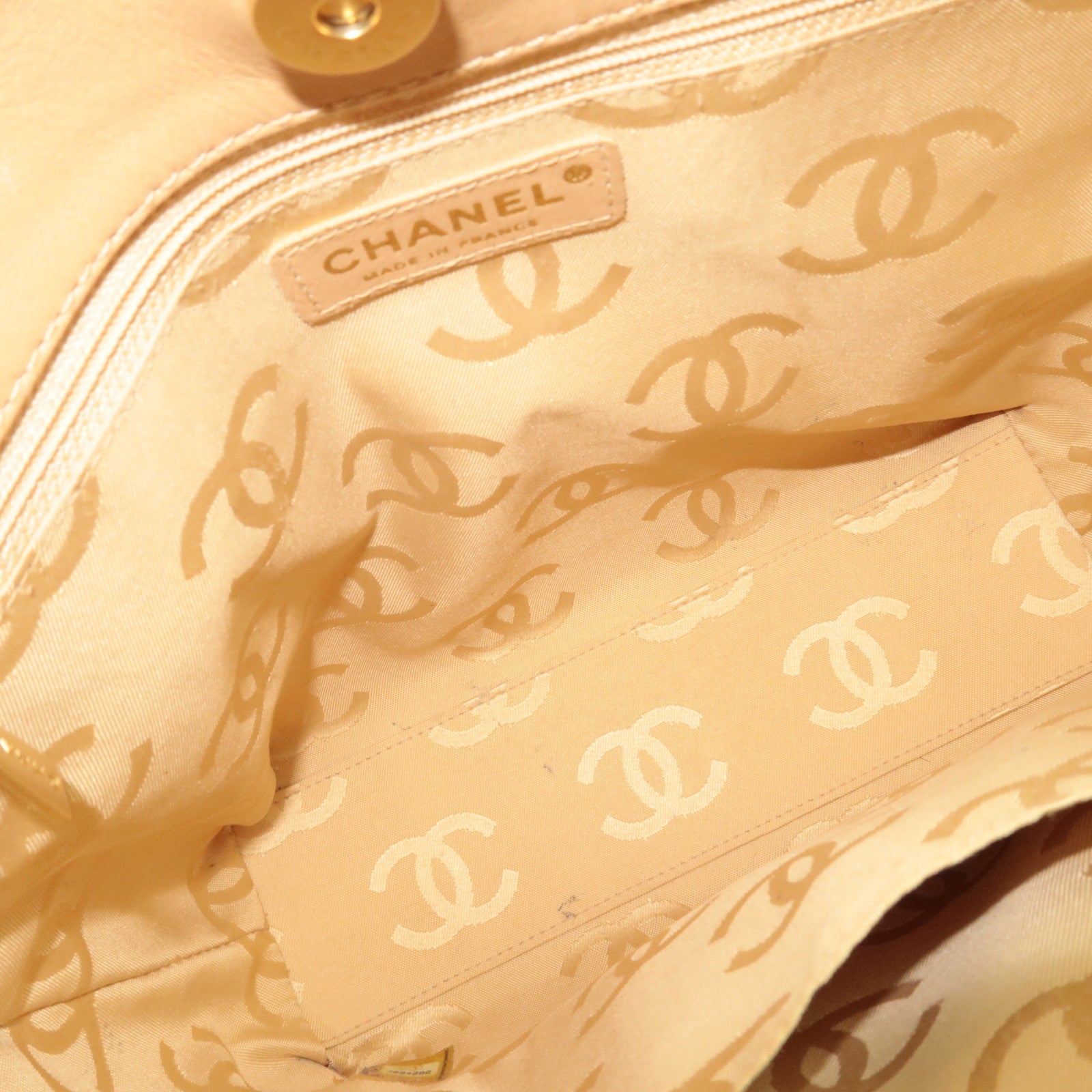 CHANEL Wild Stitch Tote Bag Leather Beige Gold HDW A18126 7984282
