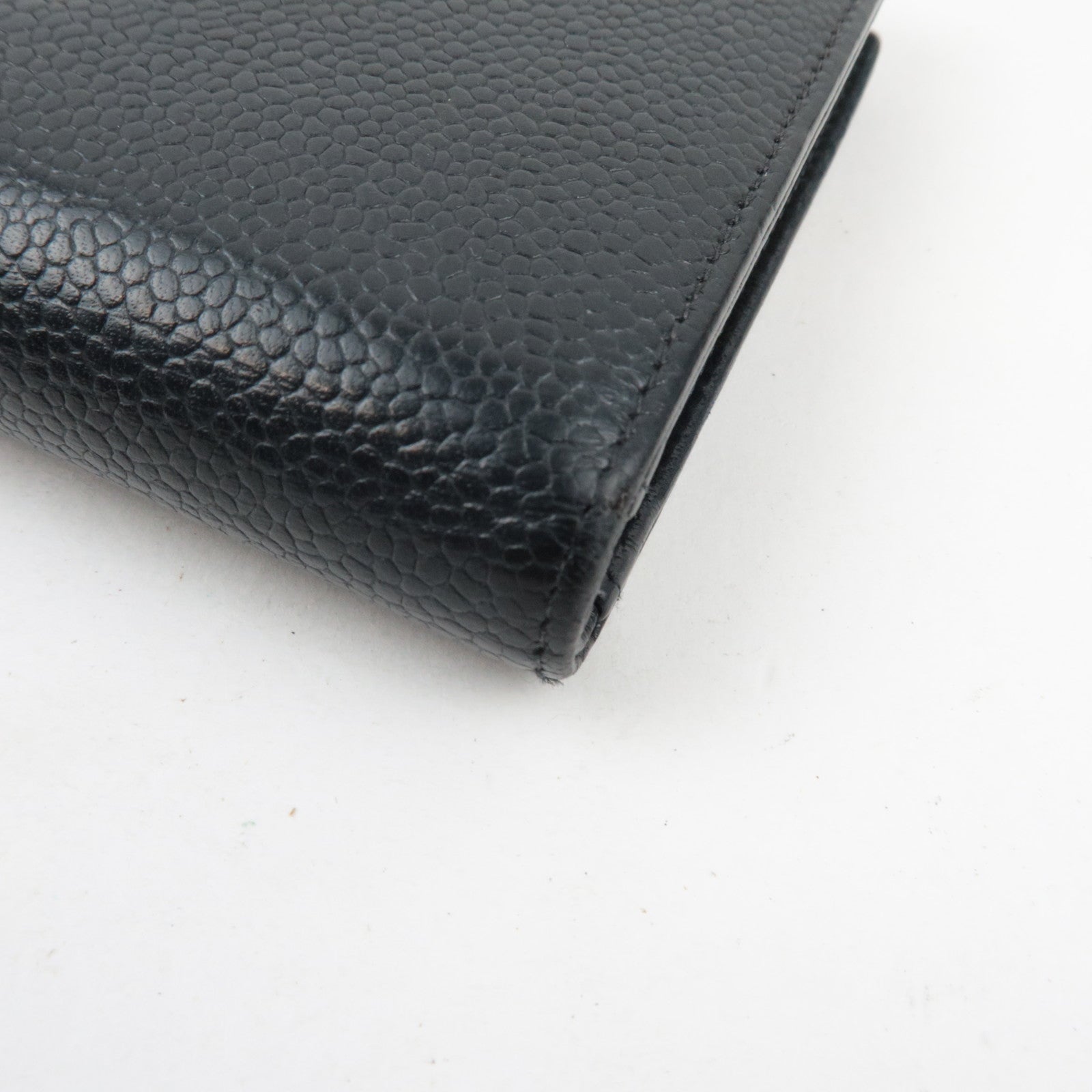 CHANEL Coco Mark Bi-fold Long Wallet Caviar Skin Black  9190979 *Box, G card