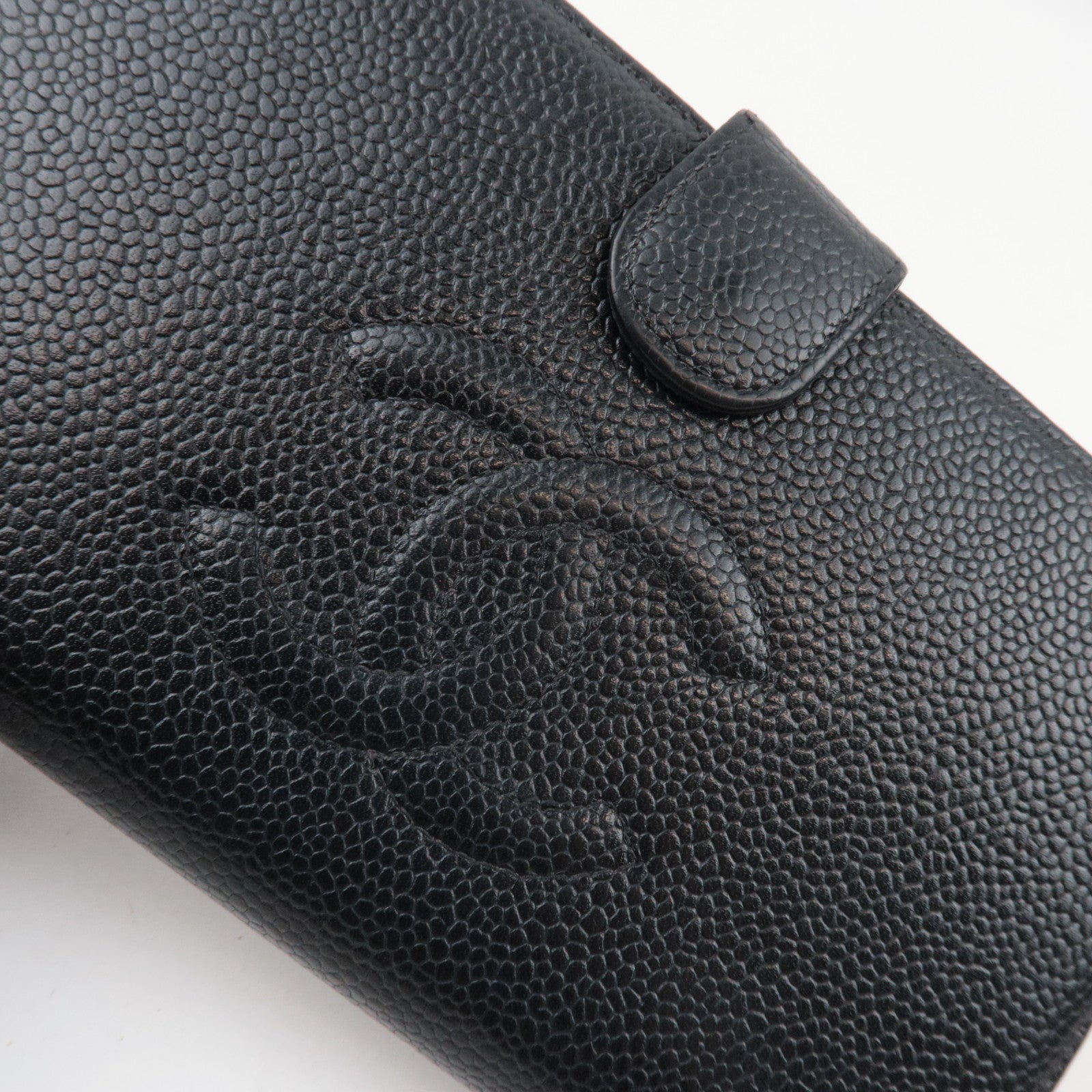 CHANEL Coco Mark Bi-fold Long Wallet Caviar Skin Black  9190979 *Box, G card