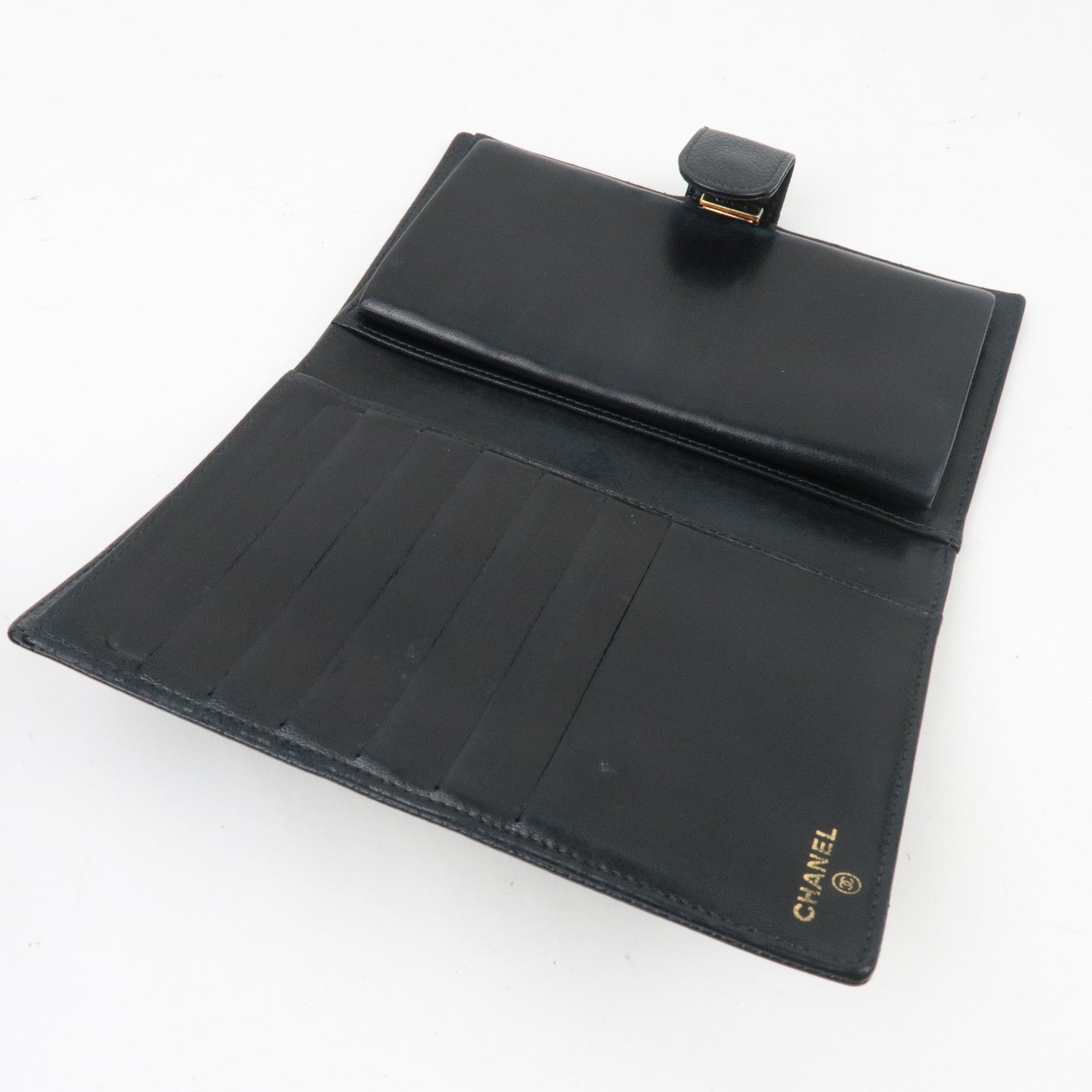 CHANEL Coco Mark Bi-fold Long Wallet Caviar Skin Black  9190979 *Box, G card
