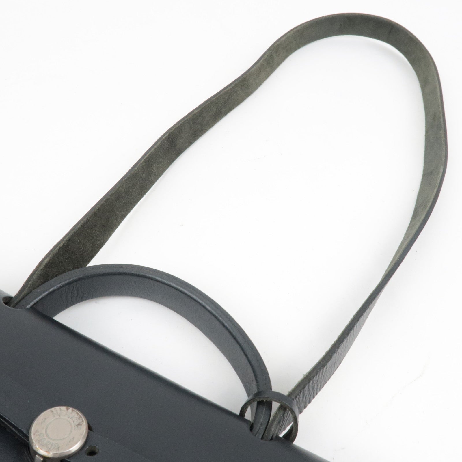 HERMES Her Bag 2Way Hand Bag □E Stamp (2001) Toile H Leather Black Silver HDW *Dust bag, Spare bag, Key Lock, Clochette