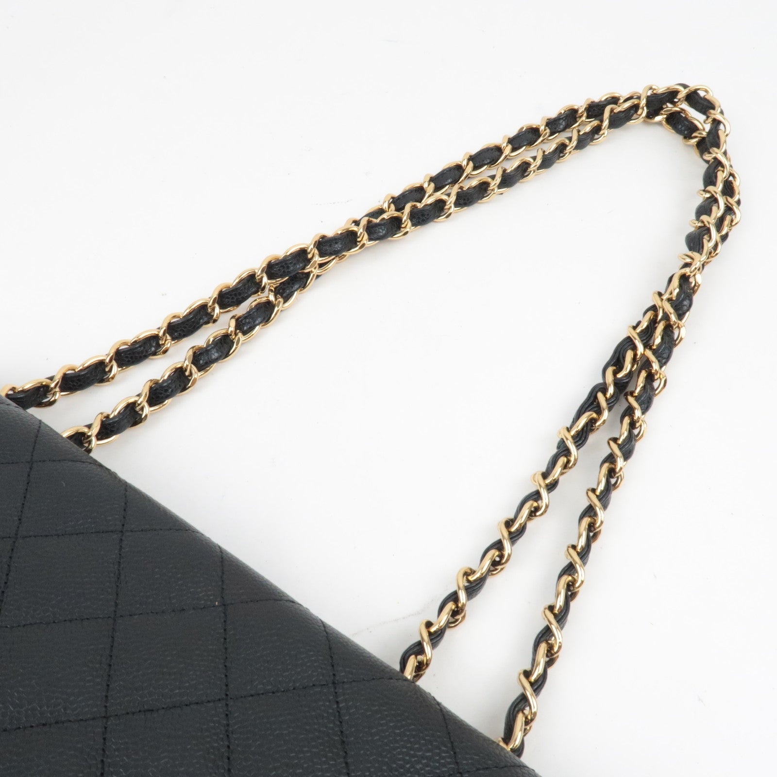 CHANEL Jumbo Matelasse 30 Single Flap Shoulder Bag Caviar Skin Black Gold HDW 13584309
