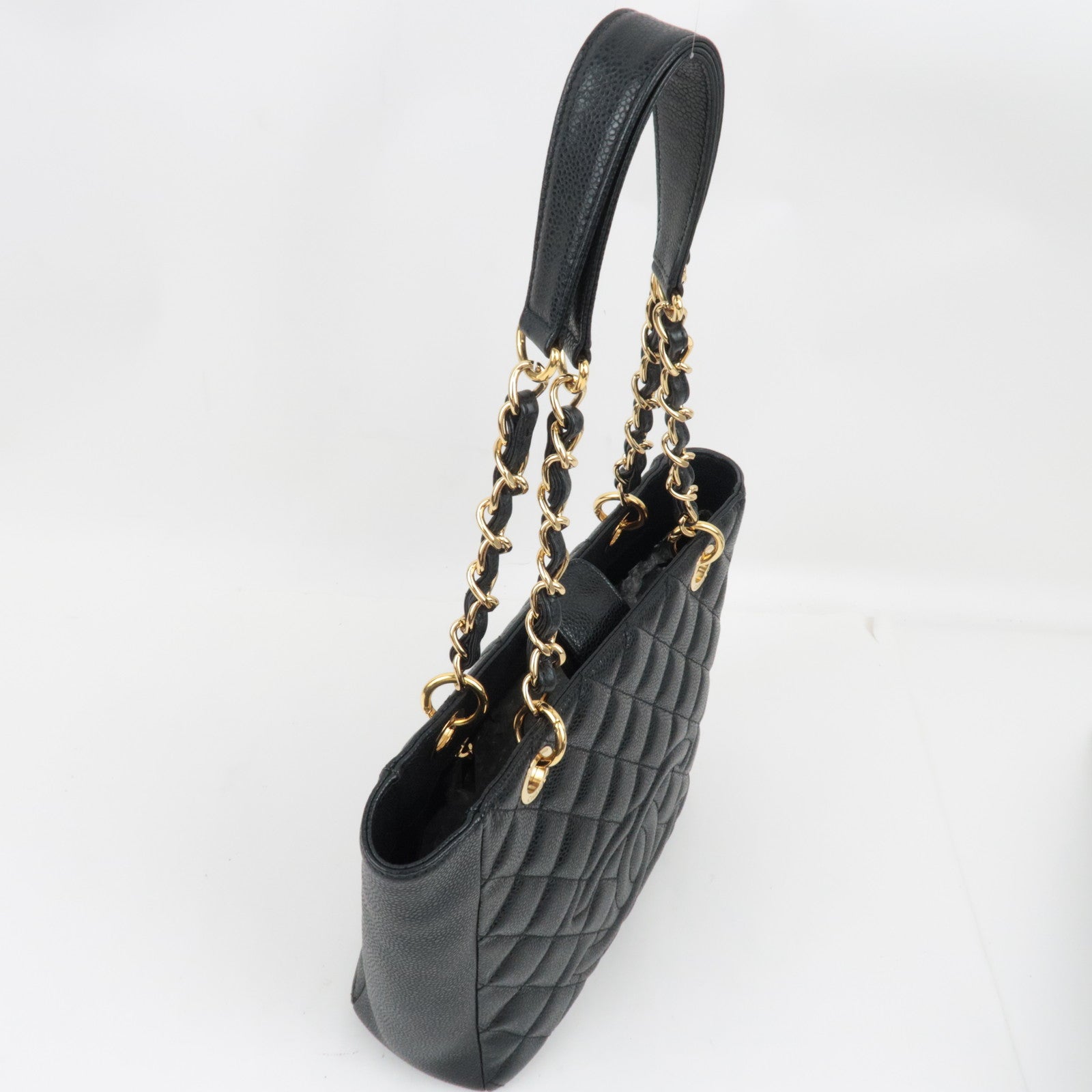 CHANEL Matelasse PST Tote Bag Caviar Skin Black Gold HDW A20994 13371723 *Dust bag, G card
