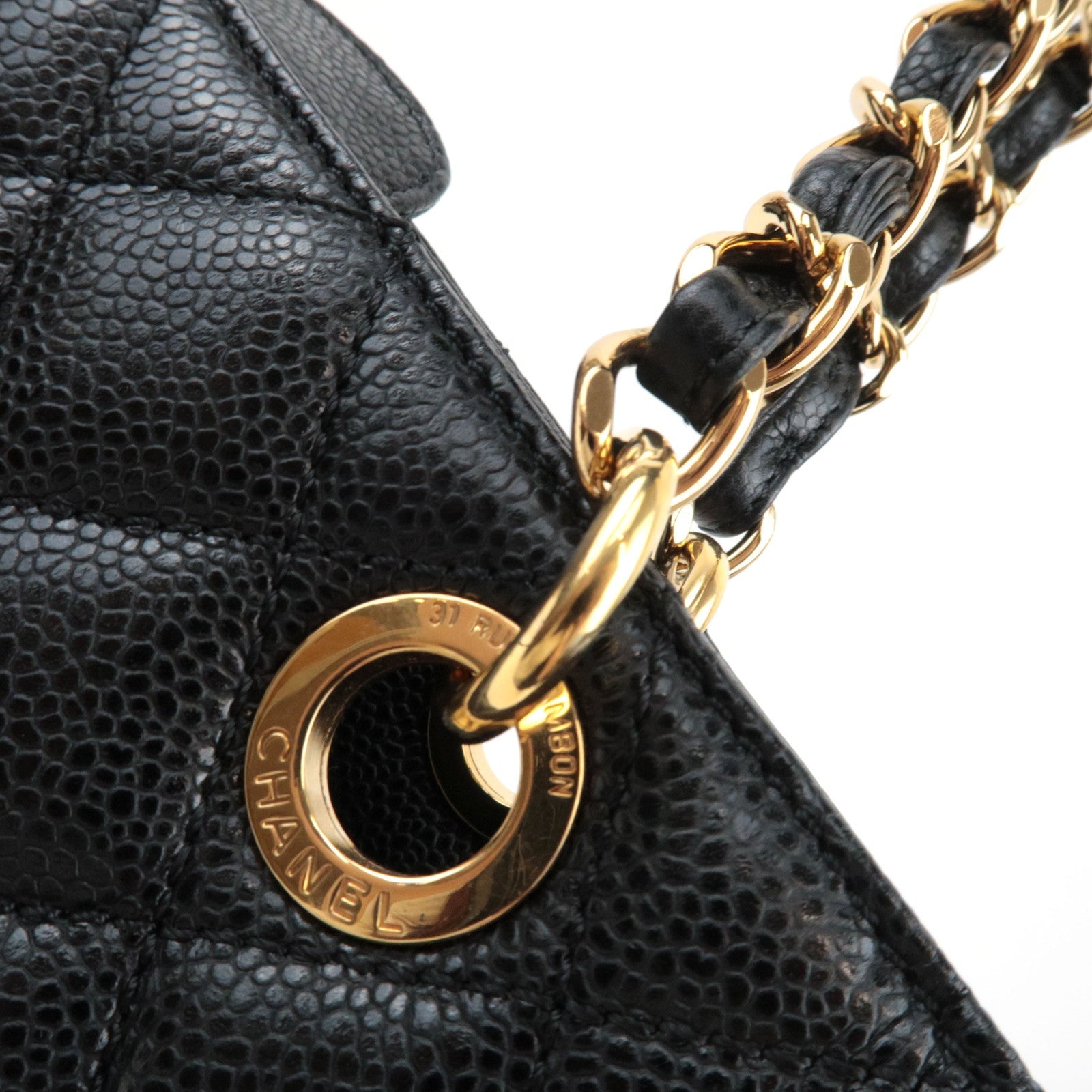 CHANEL Matelasse PST Tote Bag Caviar Skin Black Gold HDW A20994 13371723 *Dust bag, G card