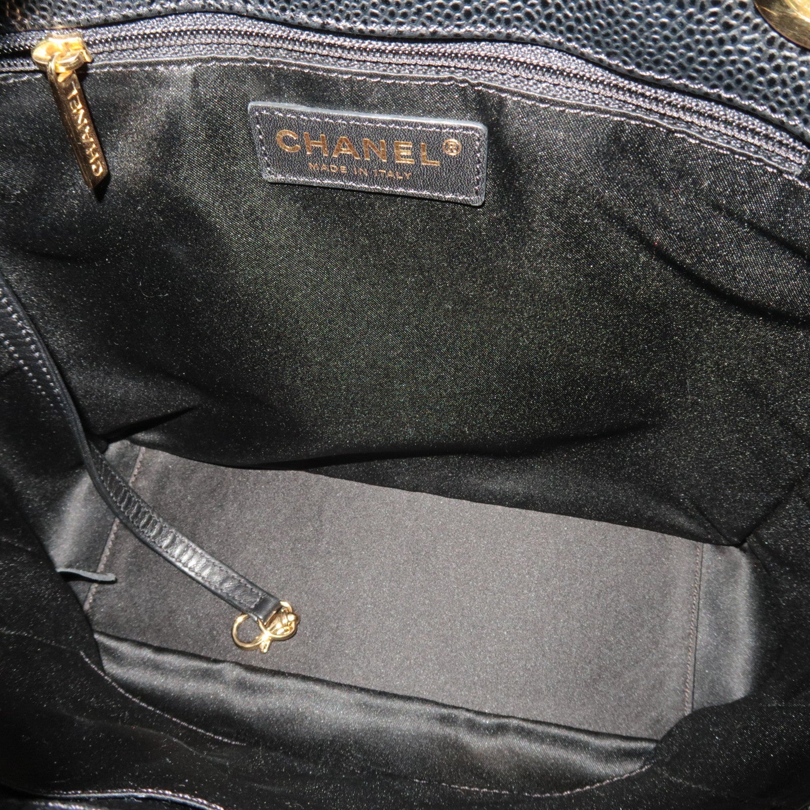 CHANEL Matelasse PST Tote Bag Caviar Skin Black Gold HDW A20994 13371723 *Dust bag, G card