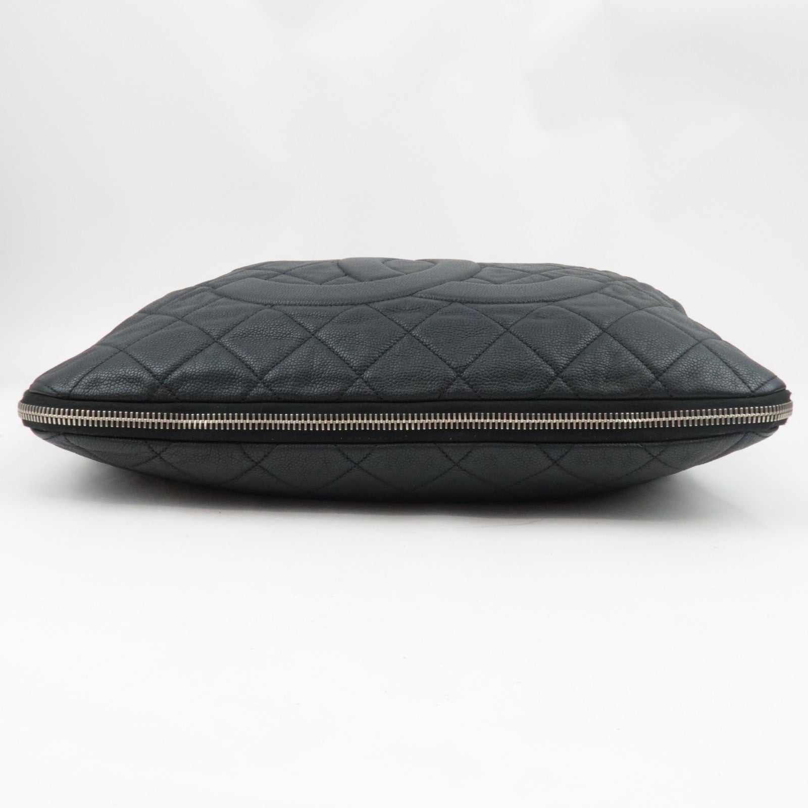 CHANEL Matelasse Chain Tote Bag Soft Caviar Skin Black Silver HDW 14446728