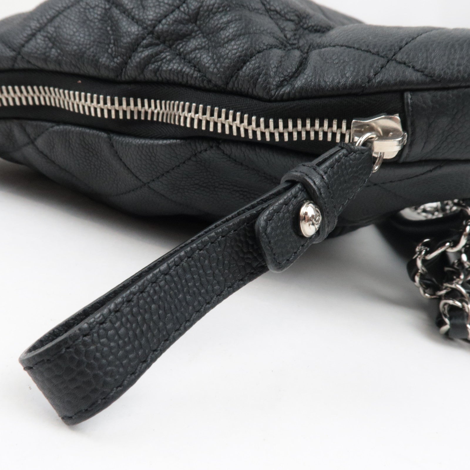 CHANEL Matelasse Chain Tote Bag Soft Caviar Skin Black Silver HDW 14446728