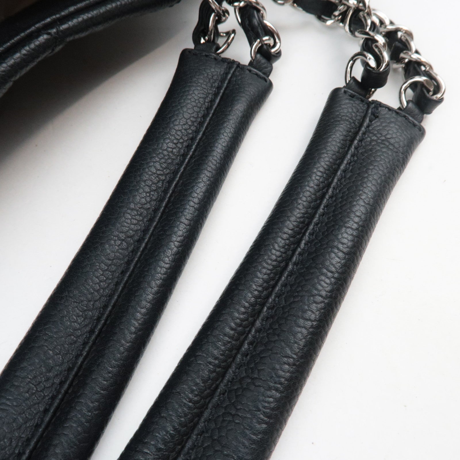 CHANEL Matelasse Chain Tote Bag Soft Caviar Skin Black Silver HDW 14446728