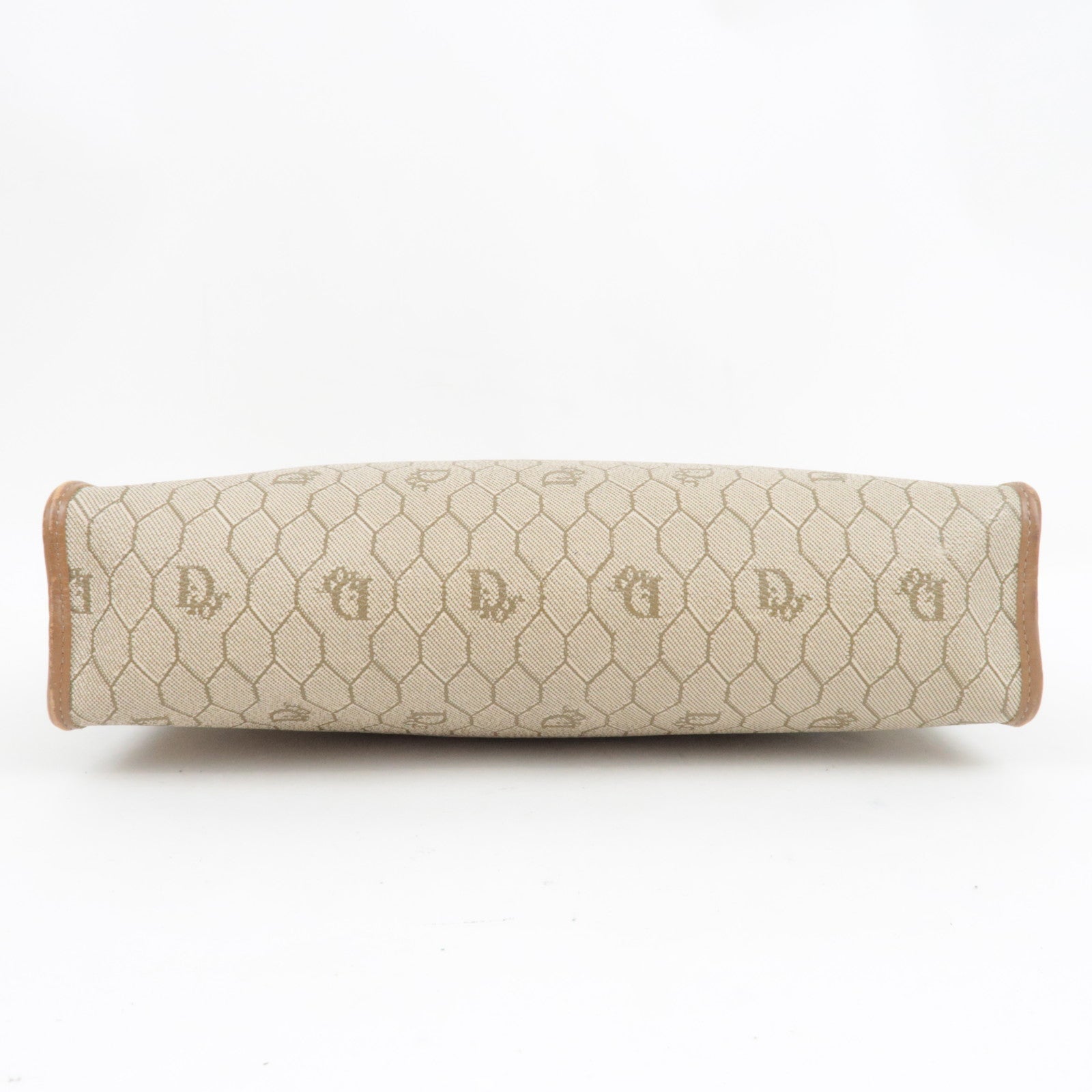 Christian Dior Honeycomb Clutch Bag Pouch PVC Leather Beige