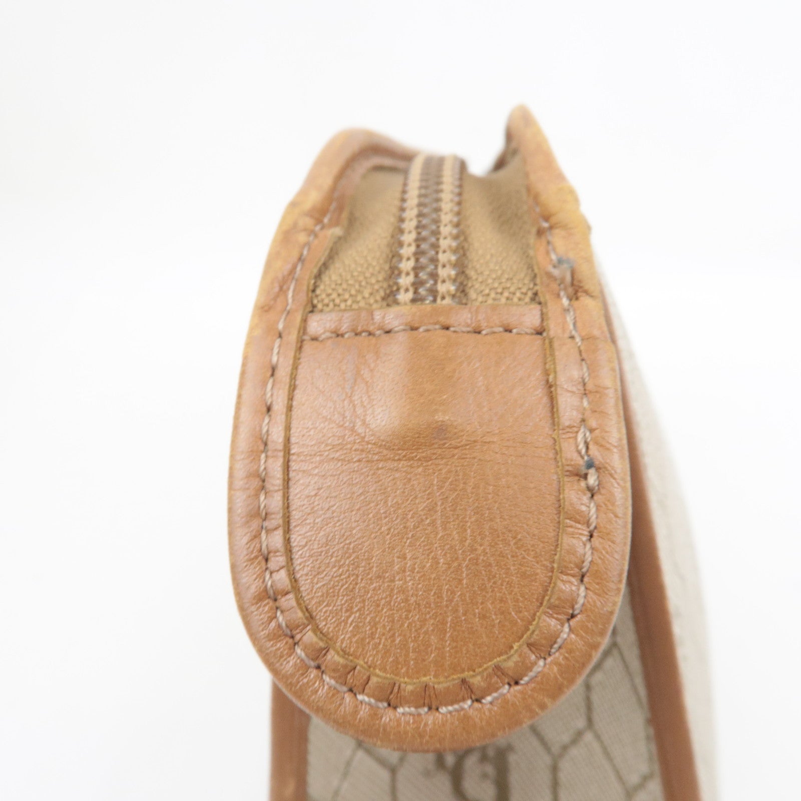 Christian Dior Honeycomb Clutch Bag Pouch PVC Leather Beige