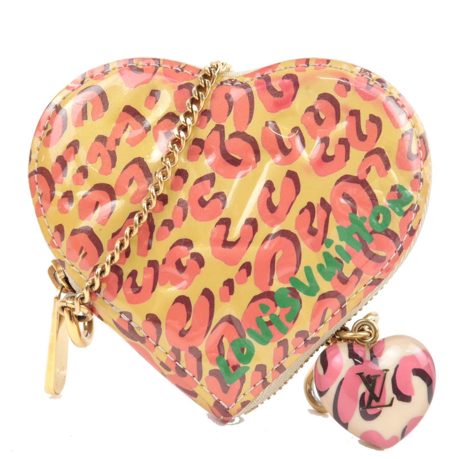 Louis Vuitton Monogram Vernis Leopard Porte Monnaie Coeur Coin Case Broncorail M91473 TS4140 77921