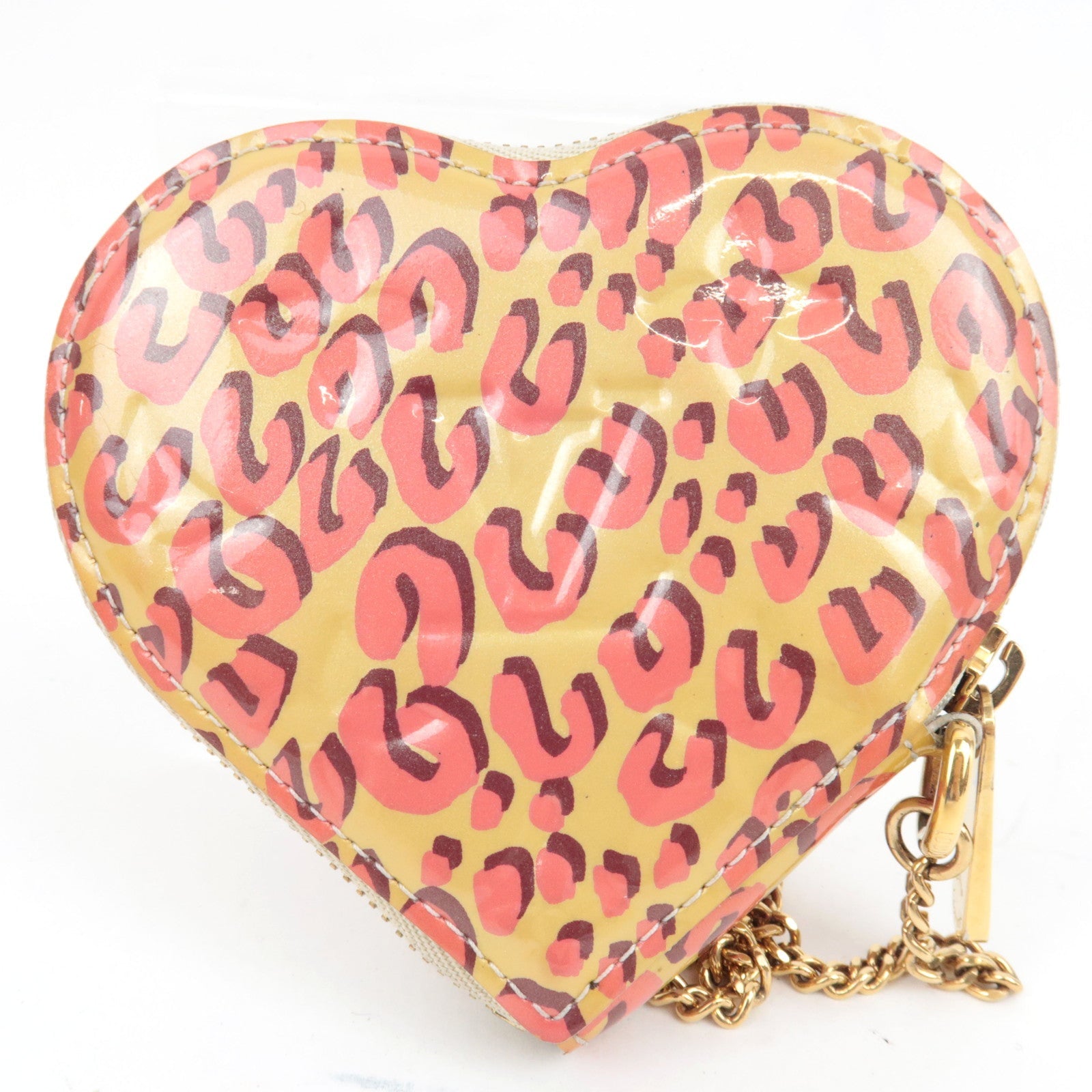 Louis Vuitton Monogram Vernis Leopard Porte Monnaie Coeur Coin Case Broncorail M91473 TS4140
