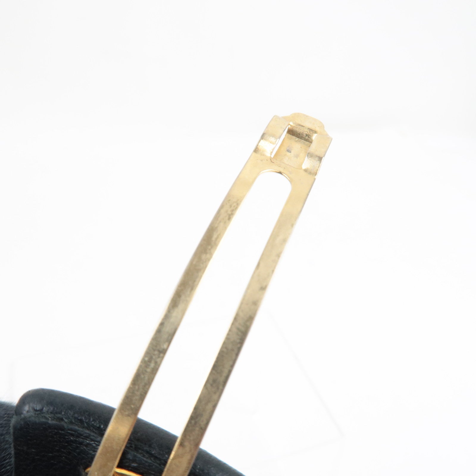 CHANEL Turnlock Barrette Hair Clip Leather Black