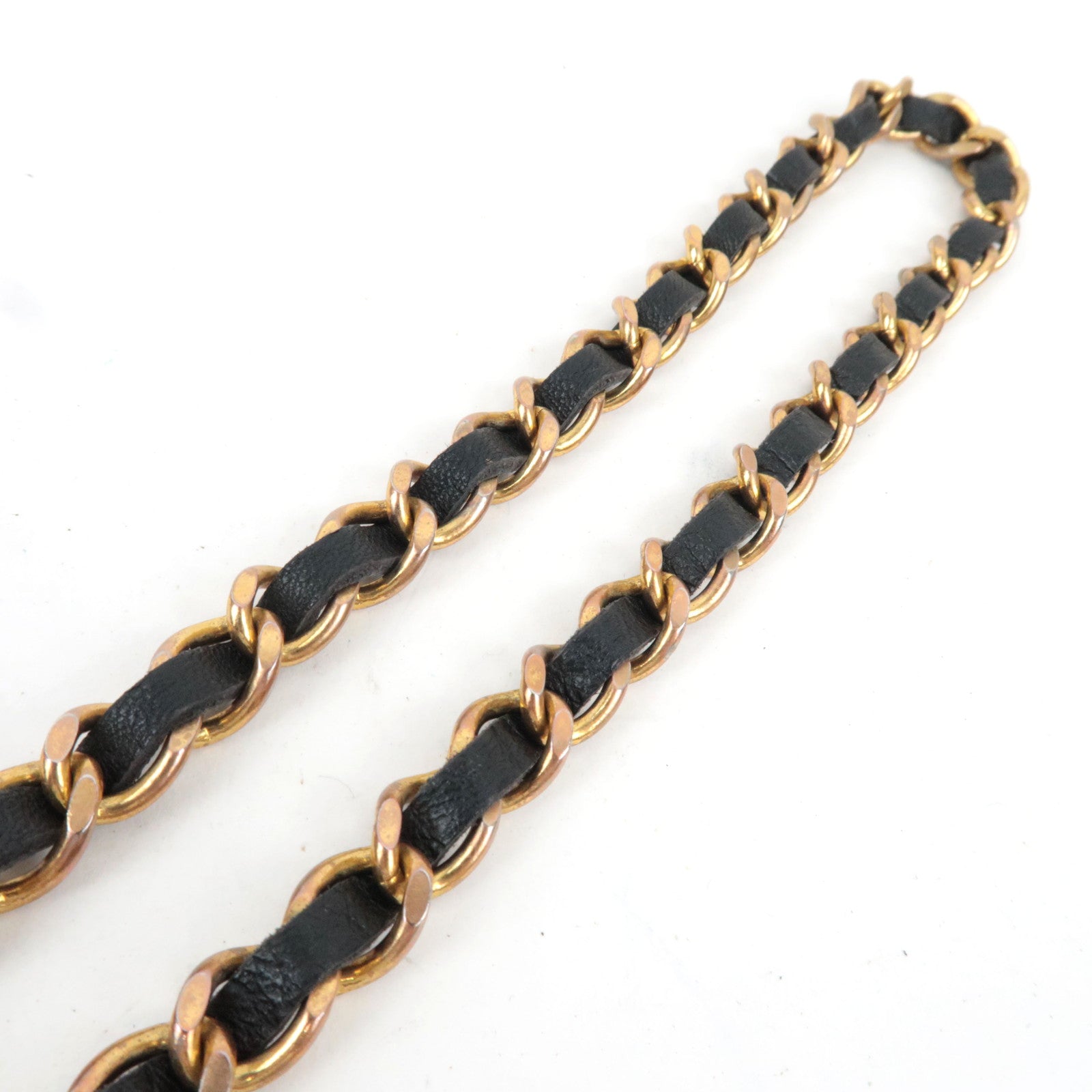 CHANEL Coco Mark Leather Chain Belt Leather Metal Black Gold HDW *Box