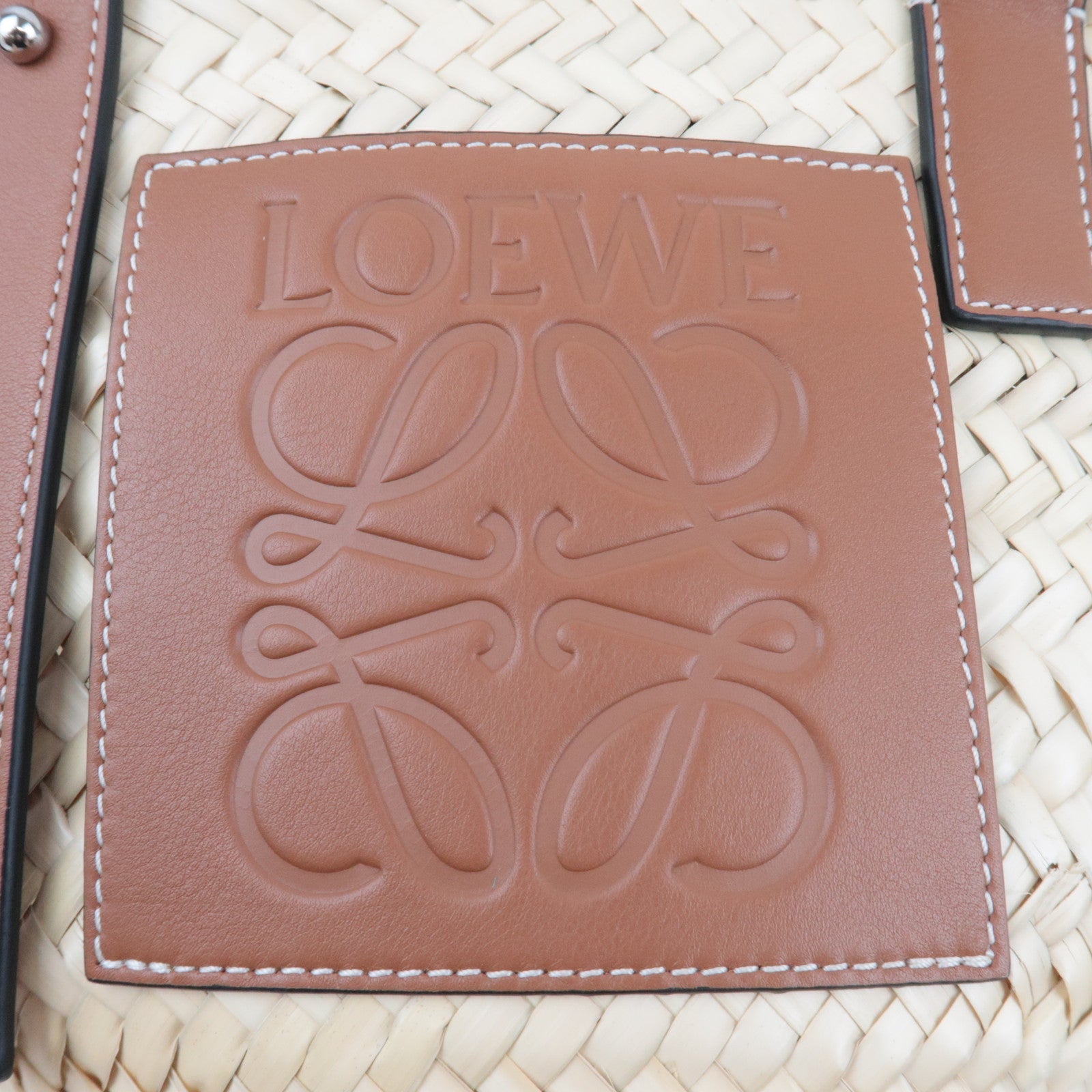 LOEWE Small Basket Hand Bag Raffia Leather Beige Tan *Dust bag