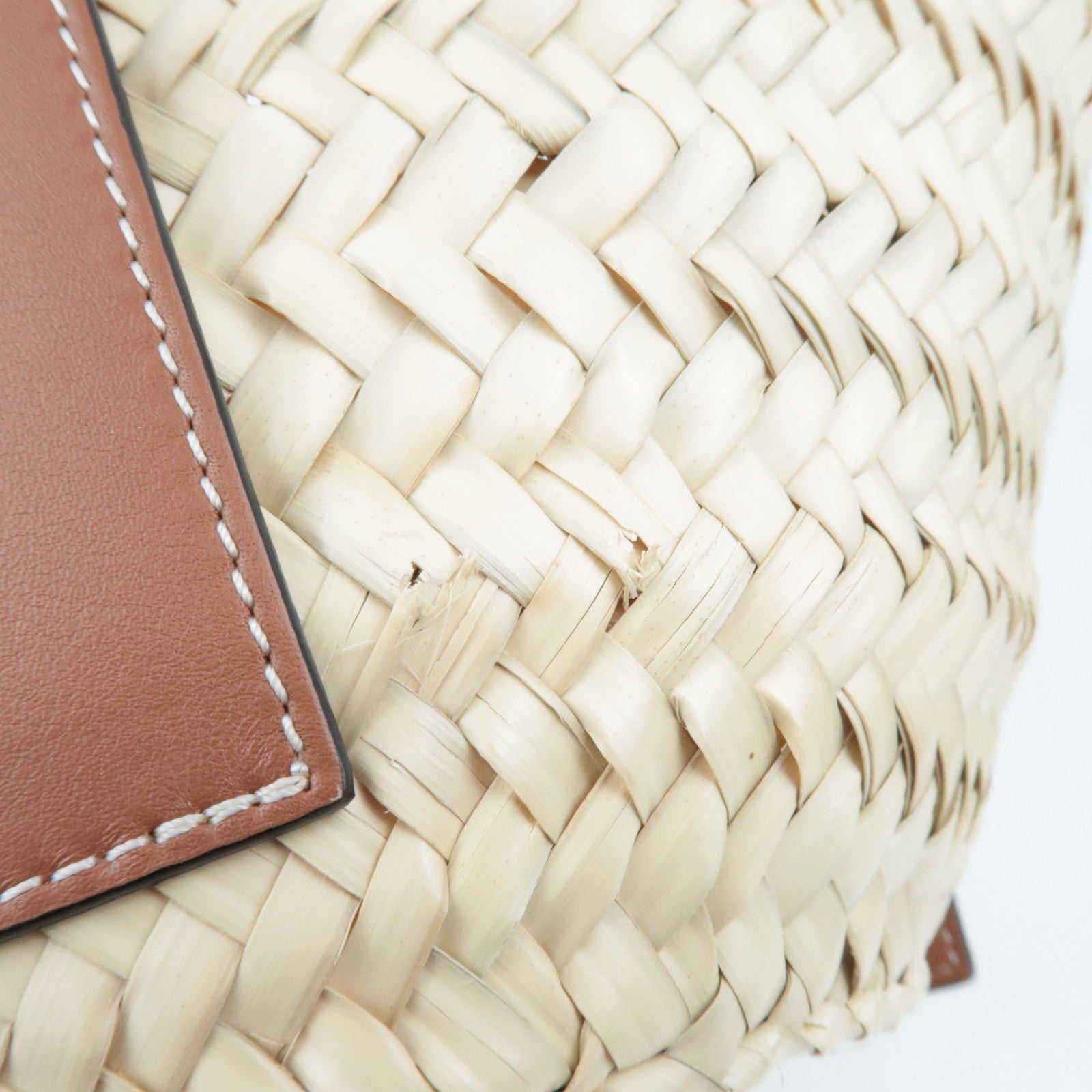 LOEWE Small Basket Hand Bag Raffia Leather Beige Tan *Dust bag