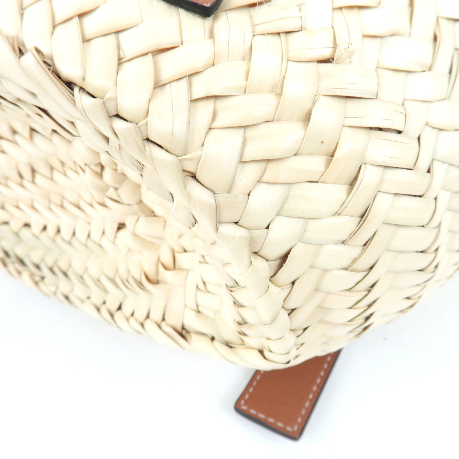 LOEWE Small Basket Hand Bag Raffia Leather Beige Tan *Dust bag