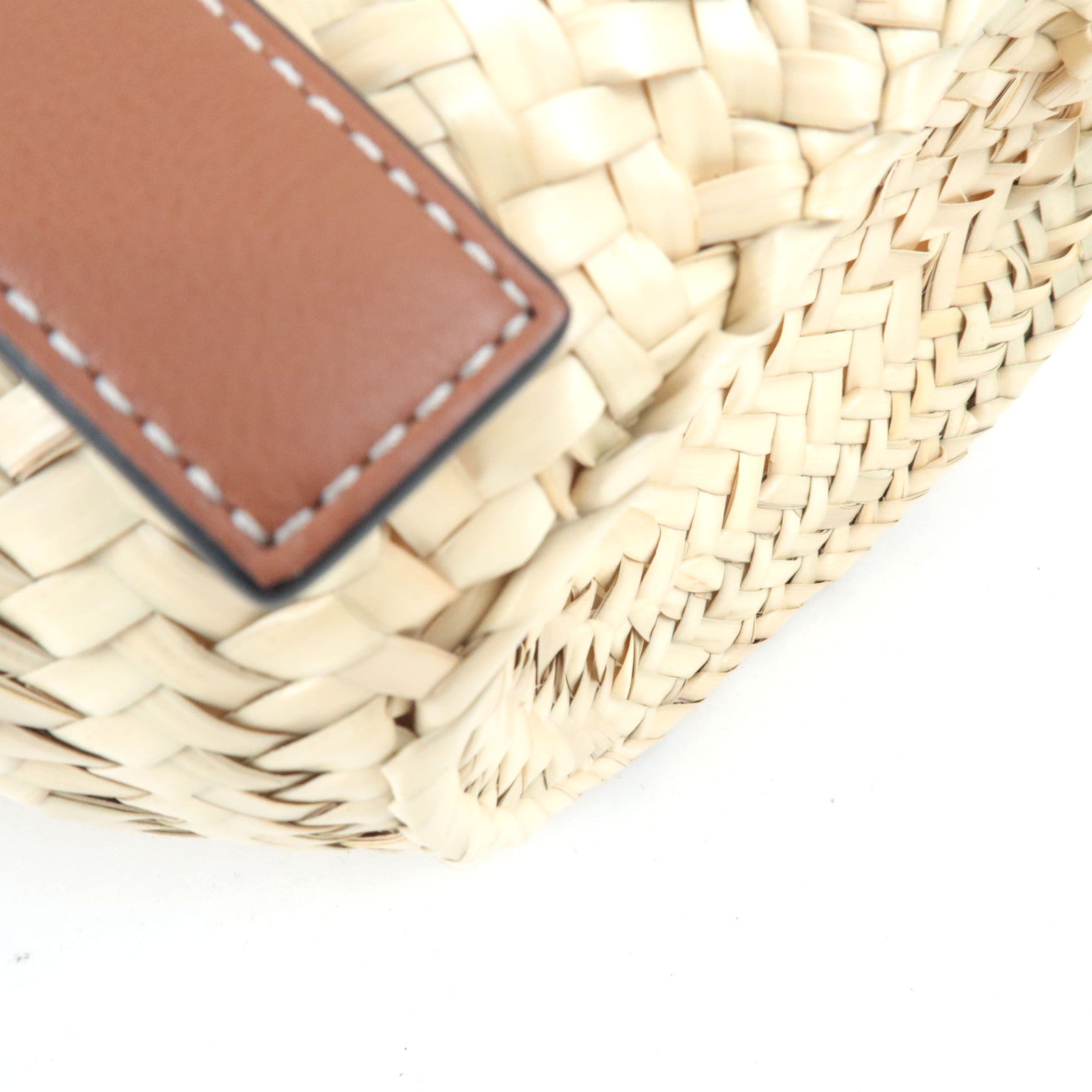 LOEWE Small Basket Hand Bag Raffia Leather Beige Tan *Dust bag