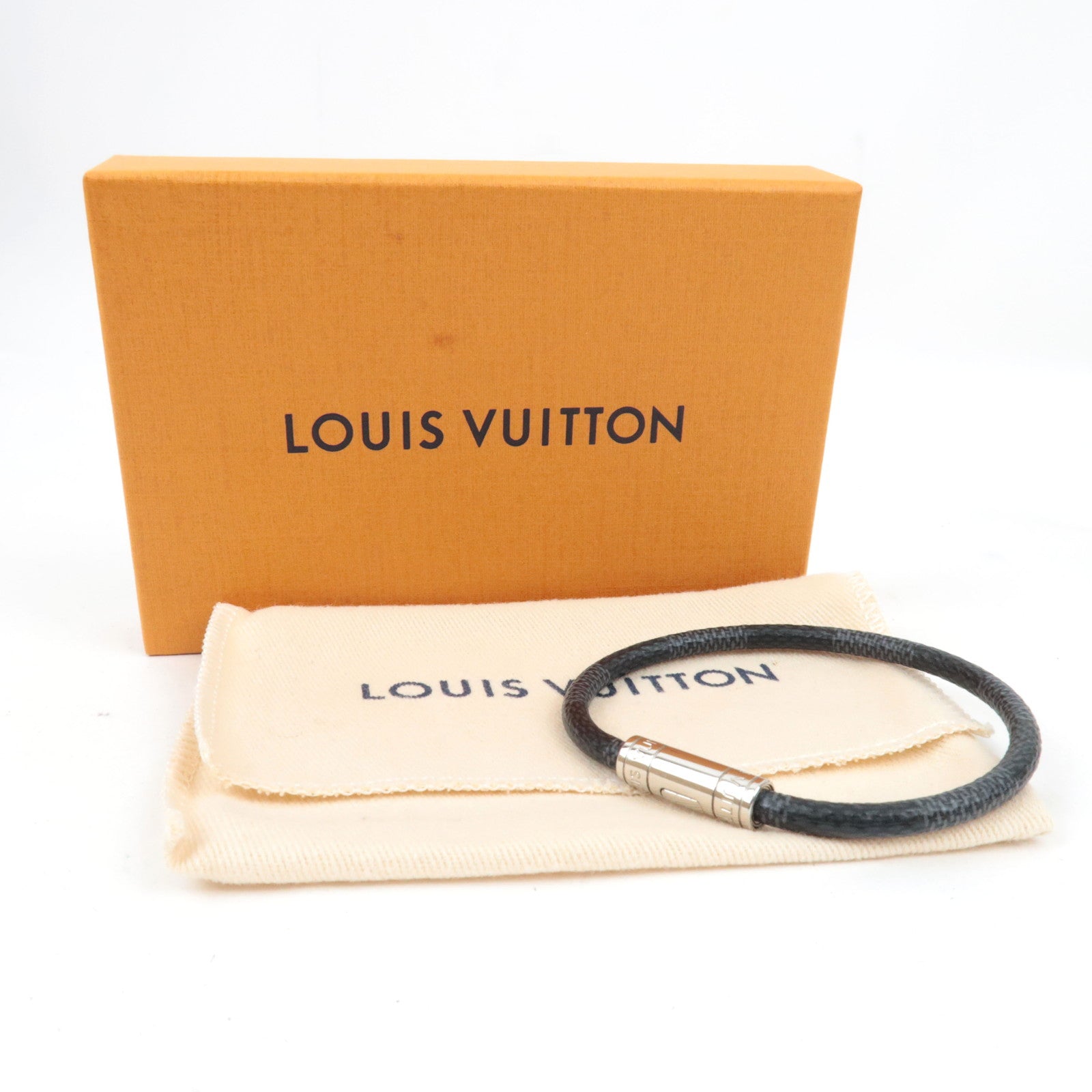 Louis Vuitton Damier Graphite Bracelet Keep It Silver HDW M6140E BC0224 *Box, Dust bag