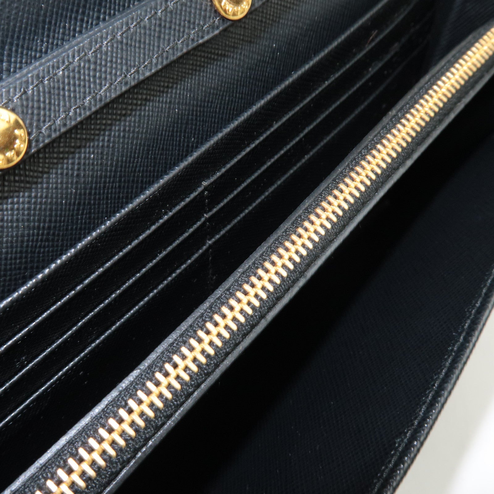 PRADA Chain Long Wallet WOC Leather Black Gold HDW 1MT290