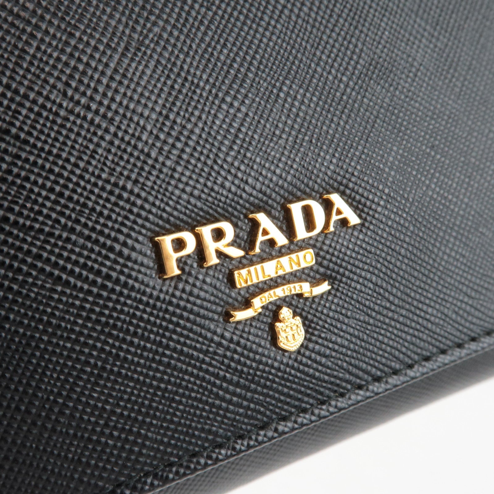 PRADA Chain Long Wallet WOC Leather Black Gold HDW 1MT290
