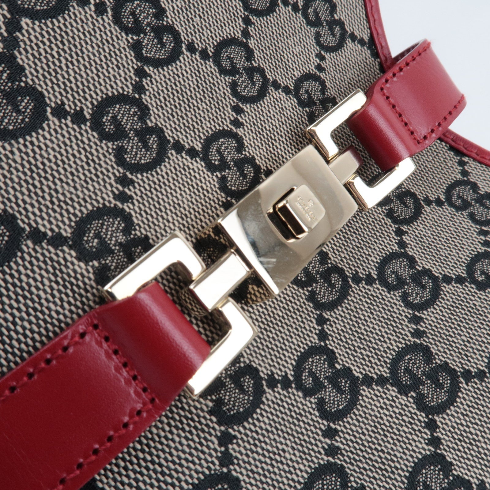 GUCCI Jackie Shoulder Bag GG Canvas Leather Beige Red 002.1067 *Dust bag