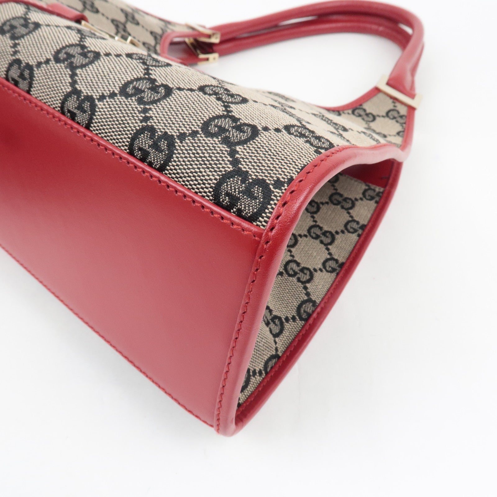 GUCCI Jackie Shoulder Bag GG Canvas Leather Beige Red 002.1067 *Dust bag