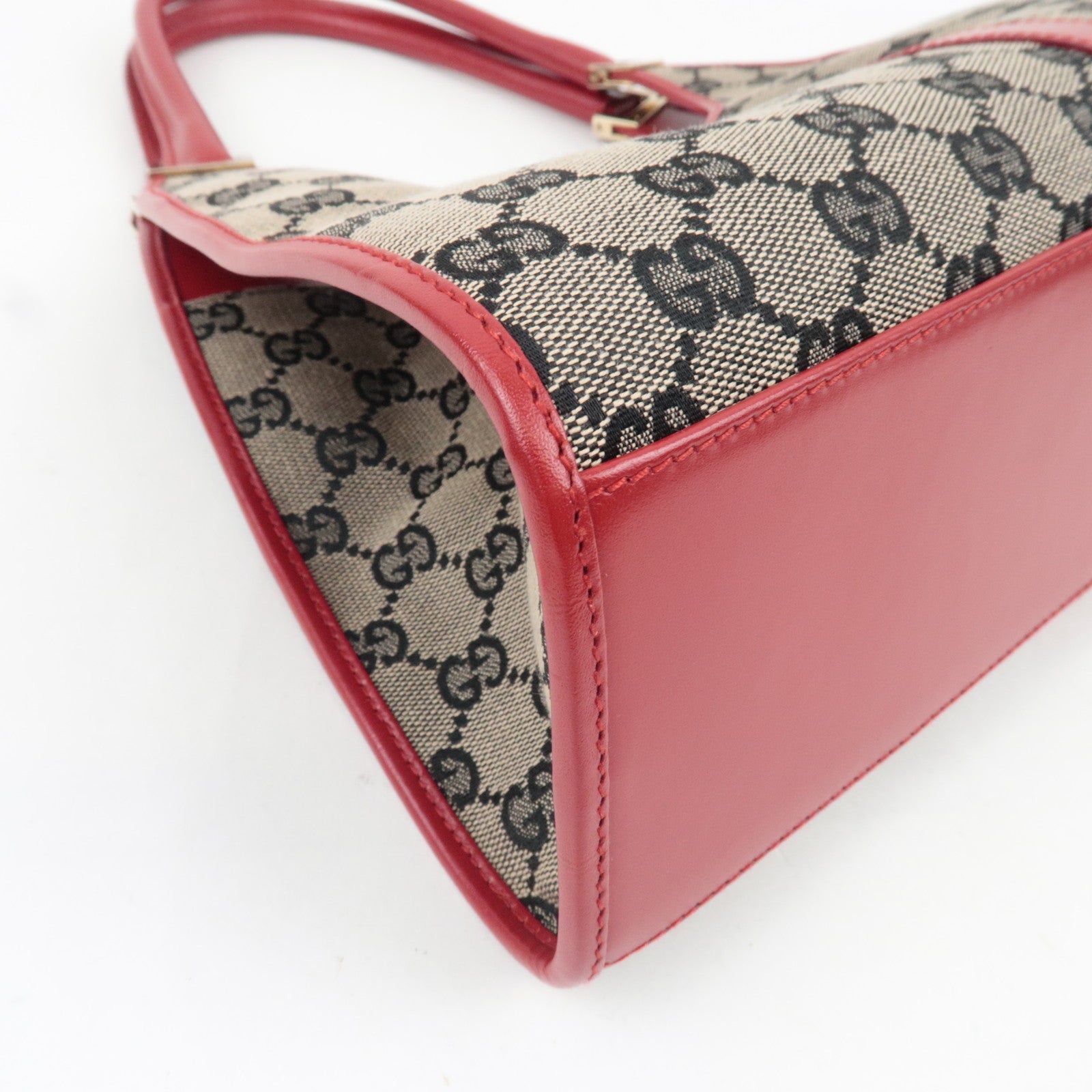 GUCCI Jackie Shoulder Bag GG Canvas Leather Beige Red 002.1067 *Dust bag