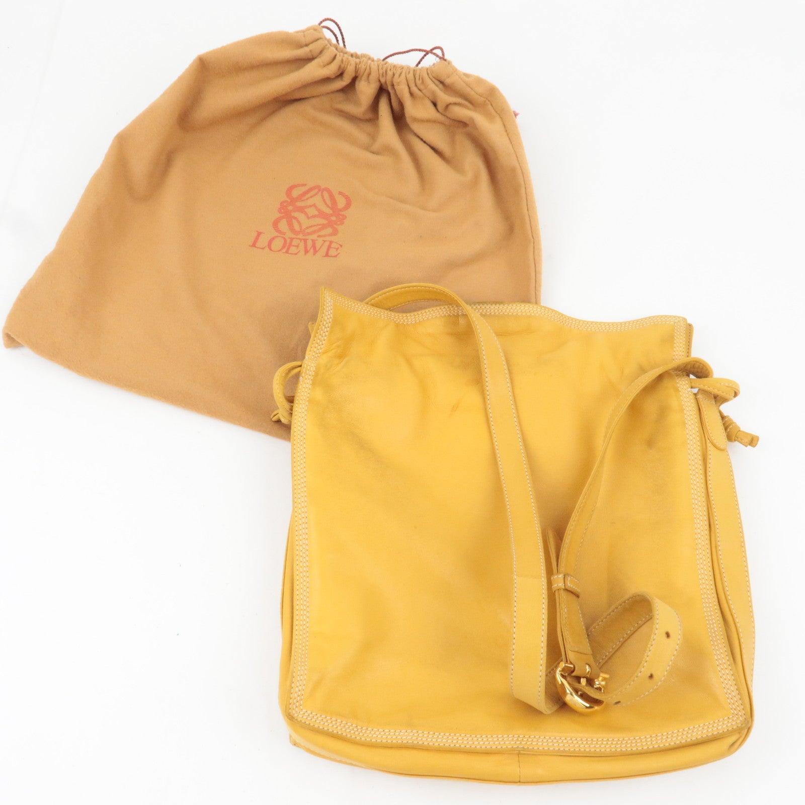 LOEWE Anagram Flamenco Shoulder Bag Nappa Leather Mustard *Dust bag