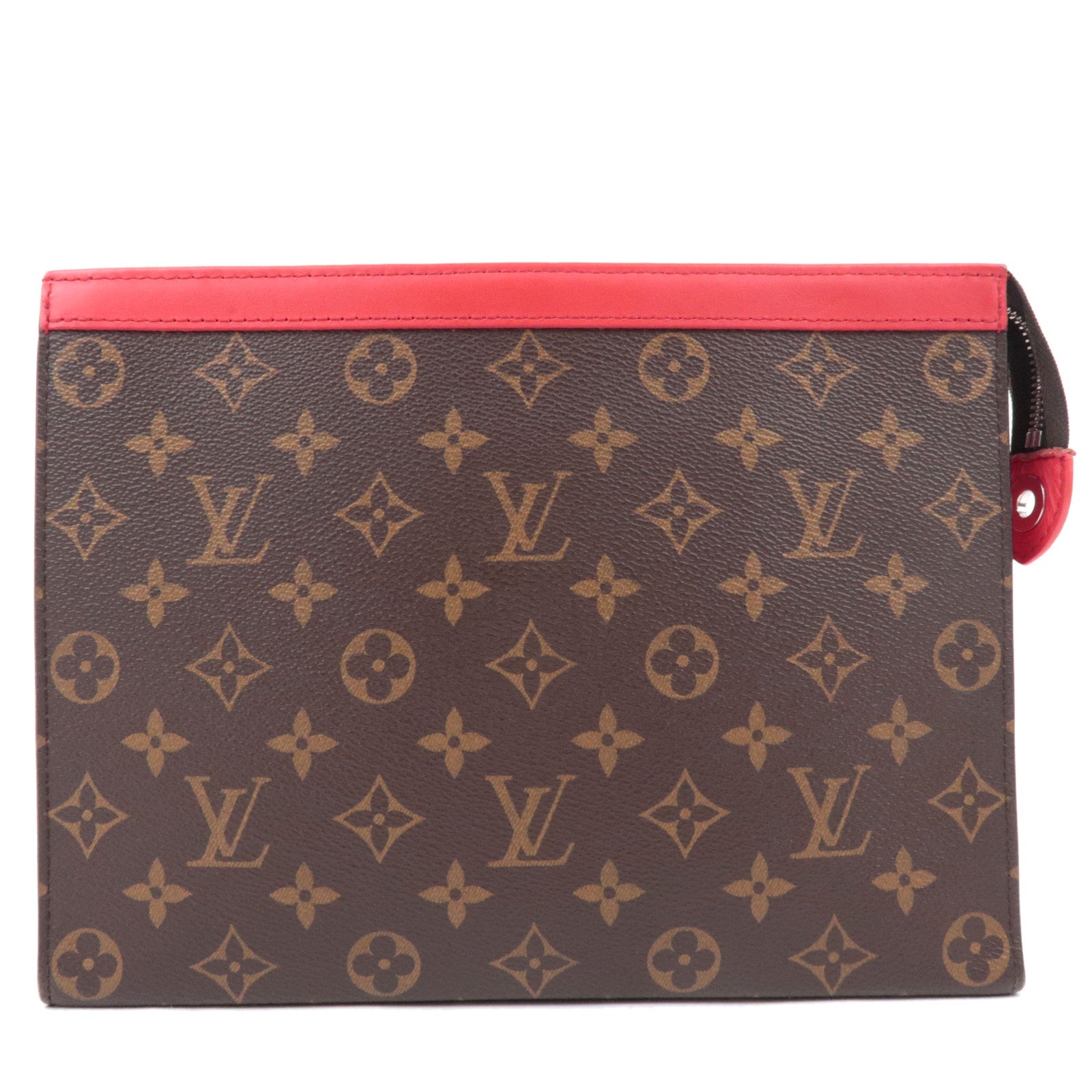Louis Vuitton Monogram Pochette Voyage MM Clutch Bag Sari Red M12817 RFID 78232