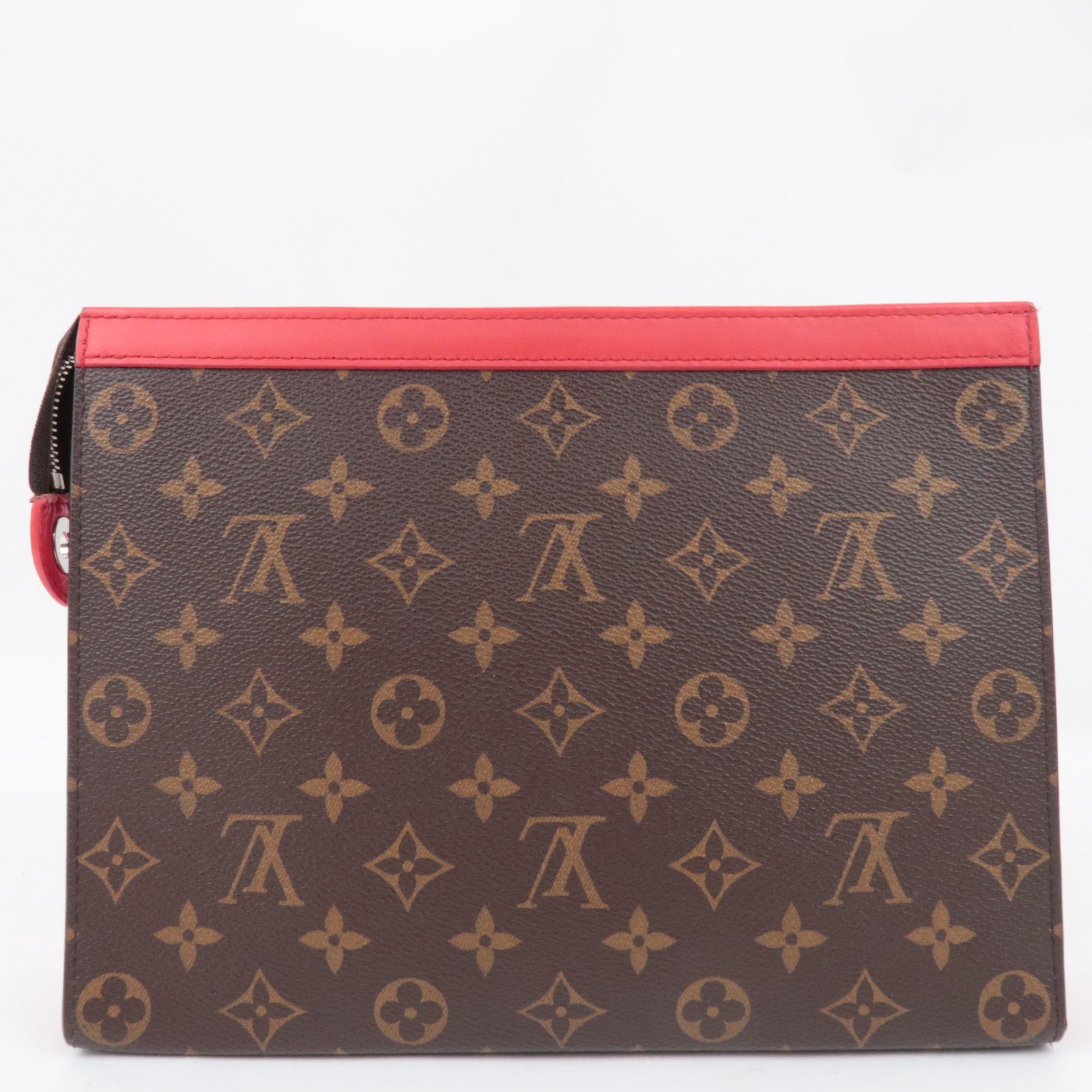 Louis Vuitton Monogram Pochette Voyage MM Clutch Bag Sari Red M12817 RFID