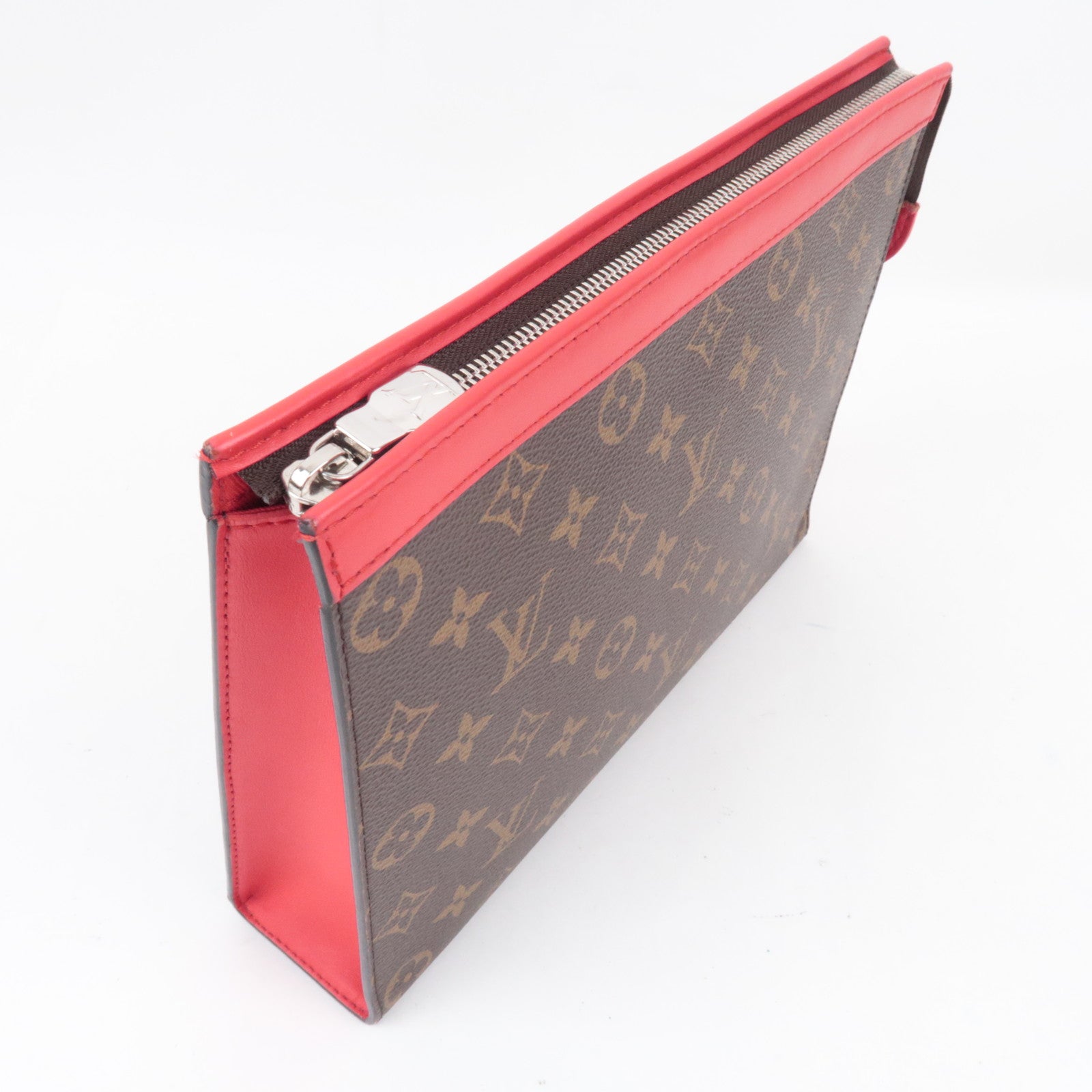 Louis Vuitton Monogram Pochette Voyage MM Clutch Bag Sari Red M12817 RFID
