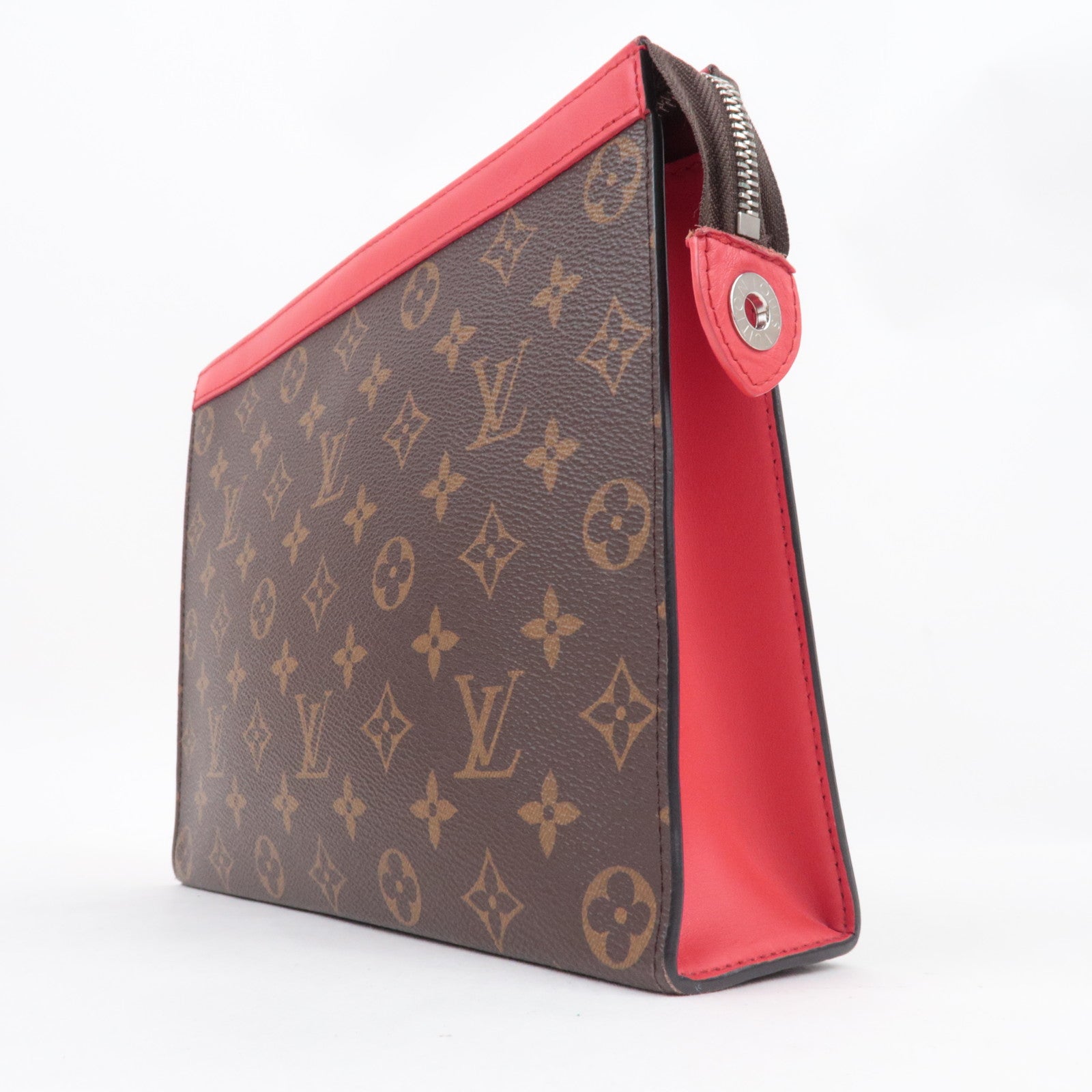 Louis Vuitton Monogram Pochette Voyage MM Clutch Bag Sari Red M12817 RFID