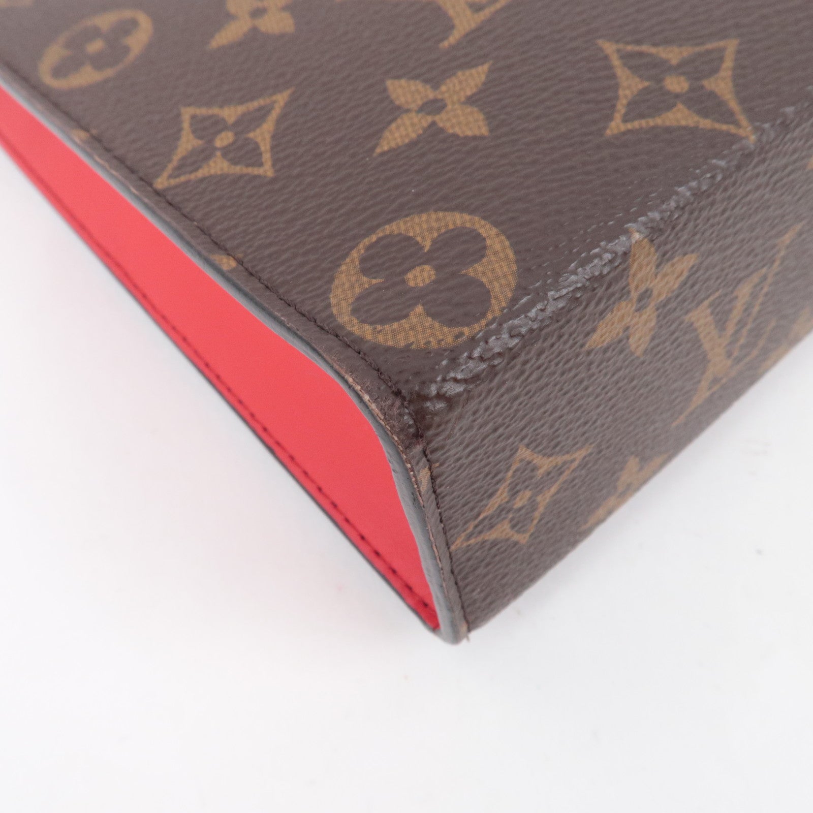Louis Vuitton Monogram Pochette Voyage MM Clutch Bag Sari Red M12817 RFID