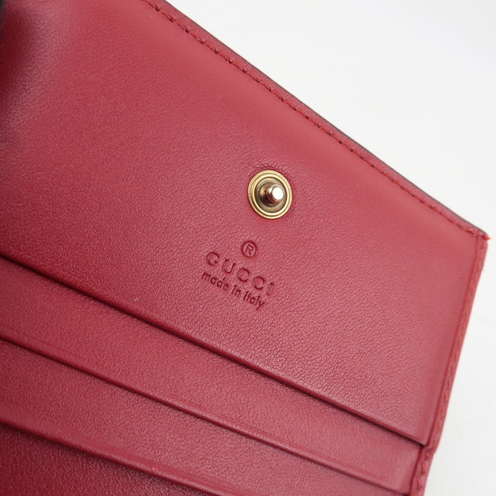 GUCCI GG Supreme Cherry Bi-Fold Wallet GG Supreme Beige Red 476050 *Box, Dust bag