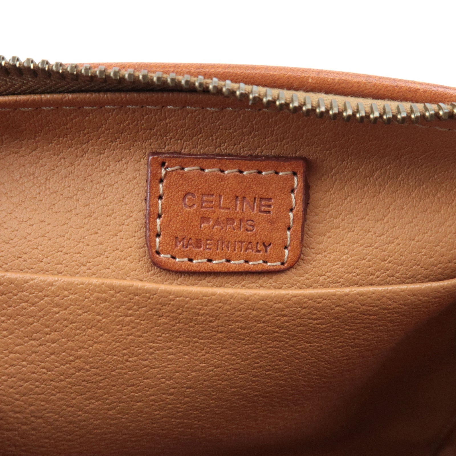 CELINE Macadam Cosmetic Pouch PVC Leather Brown