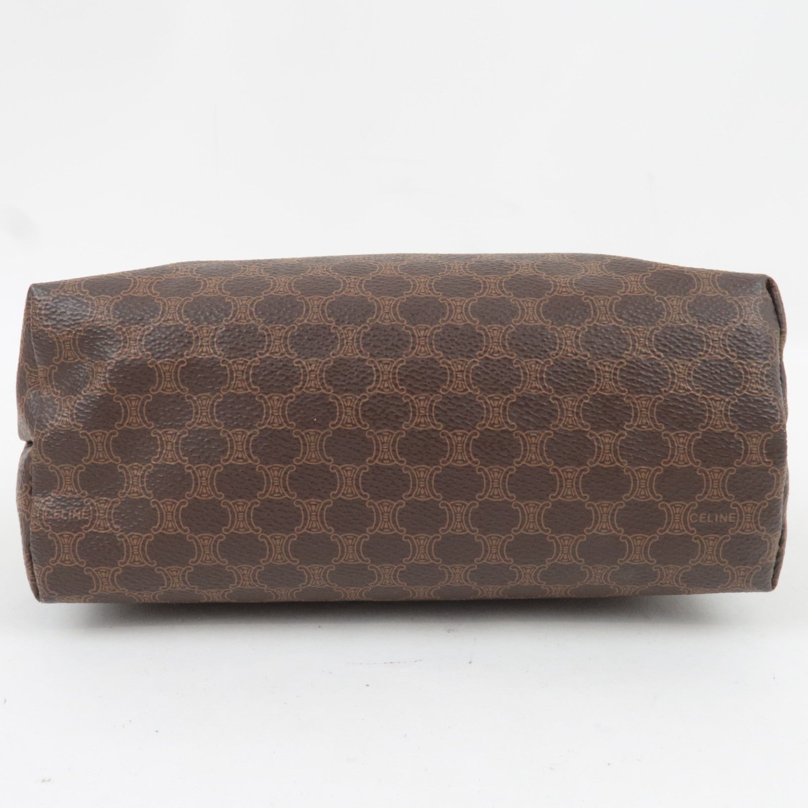 CELINE Macadam Cosmetic Pouch PVC Leather Brown